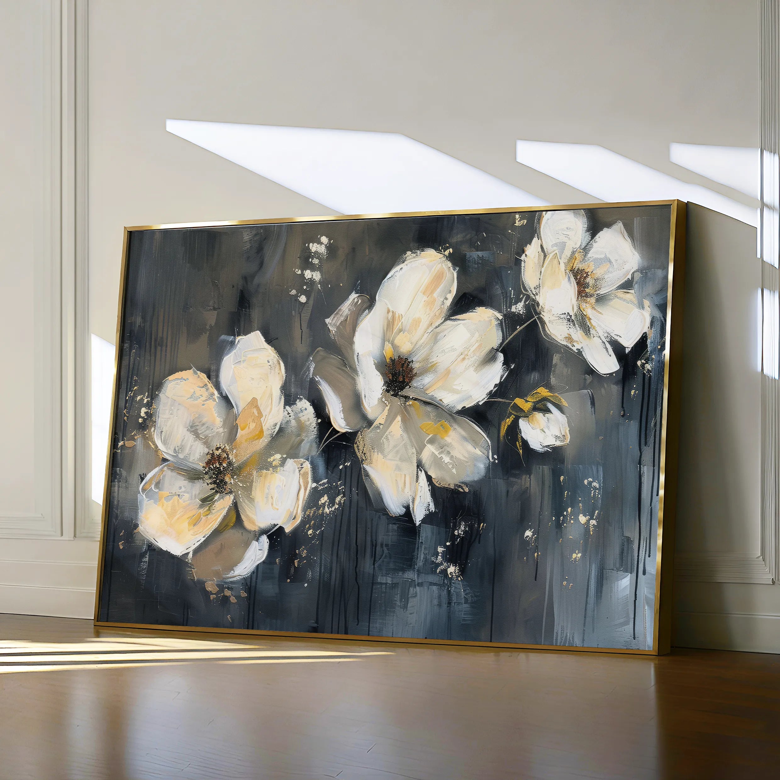 Floral 406 Canvas Art 18" x 24" / 45 x 60 cm / Black