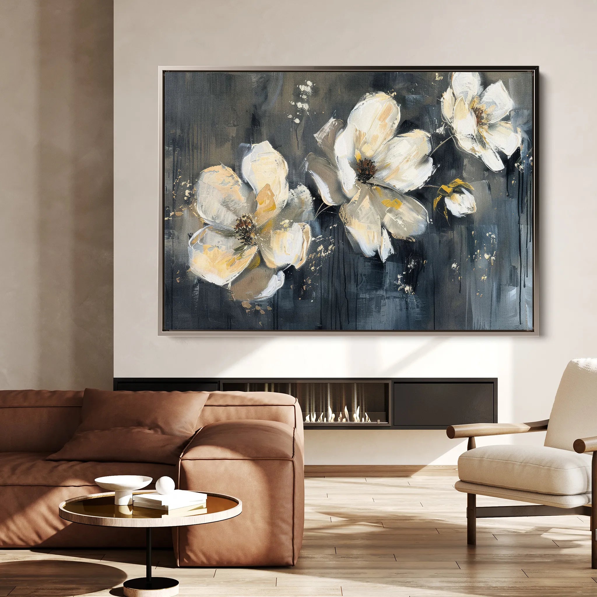 Floral 406 Canvas Art 18" x 24" / 45 x 60 cm / Black