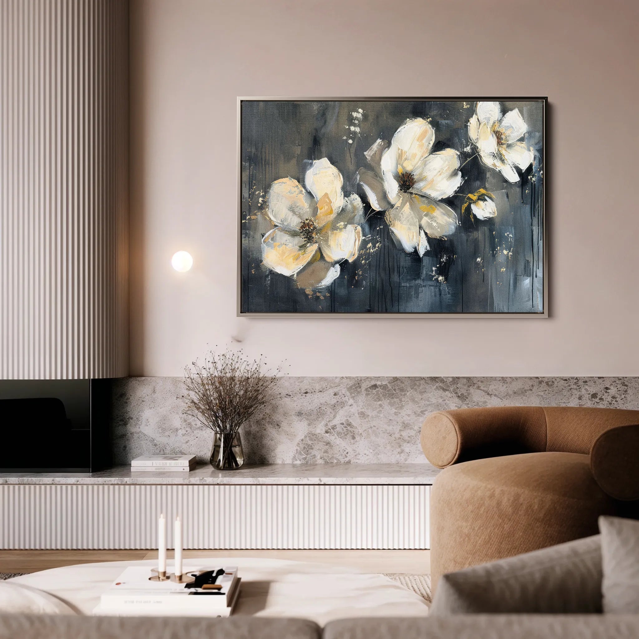 Floral 406 Canvas Art 18" x 24" / 45 x 60 cm / Black