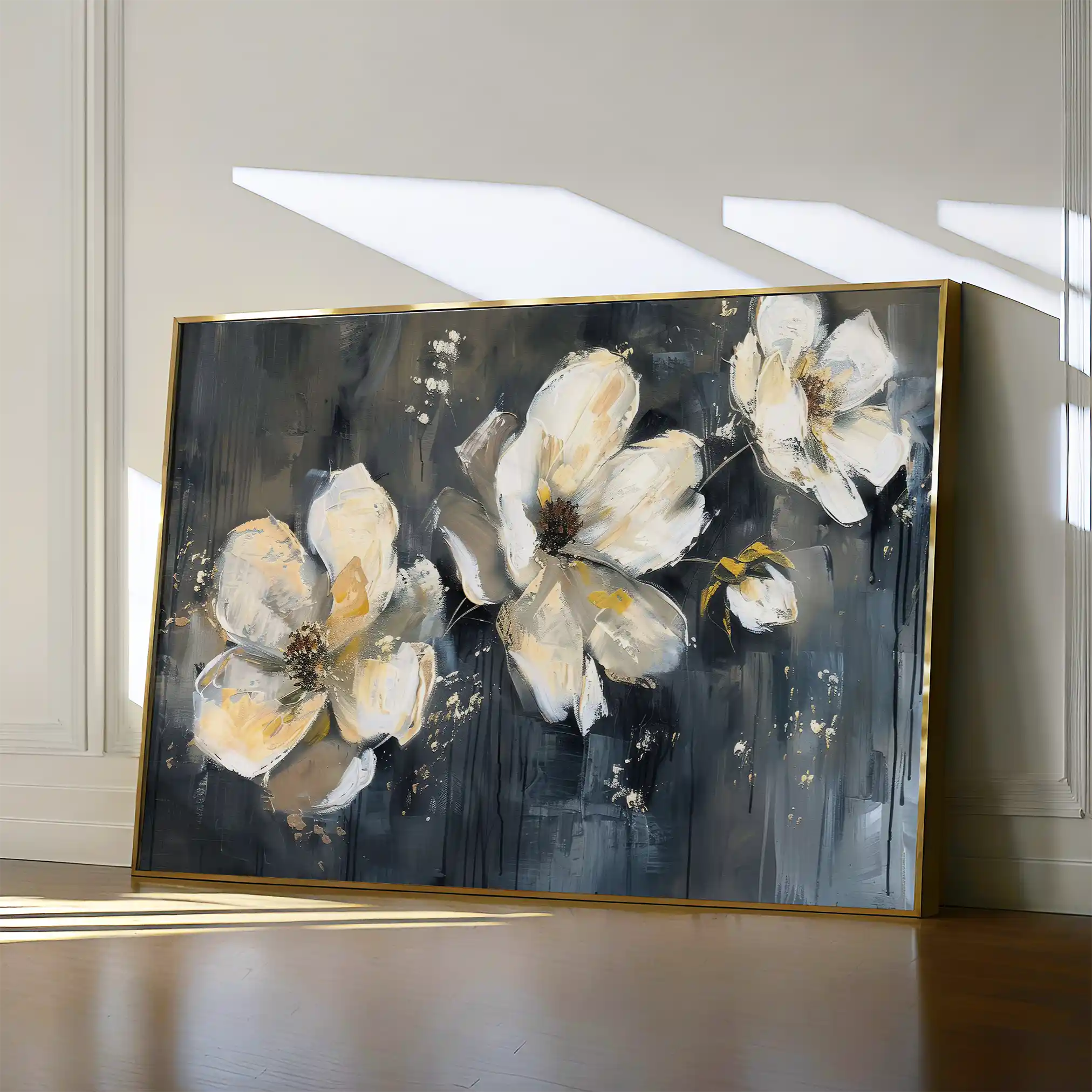 Floral 406 Canvas Art 60 x 40 cm / Black