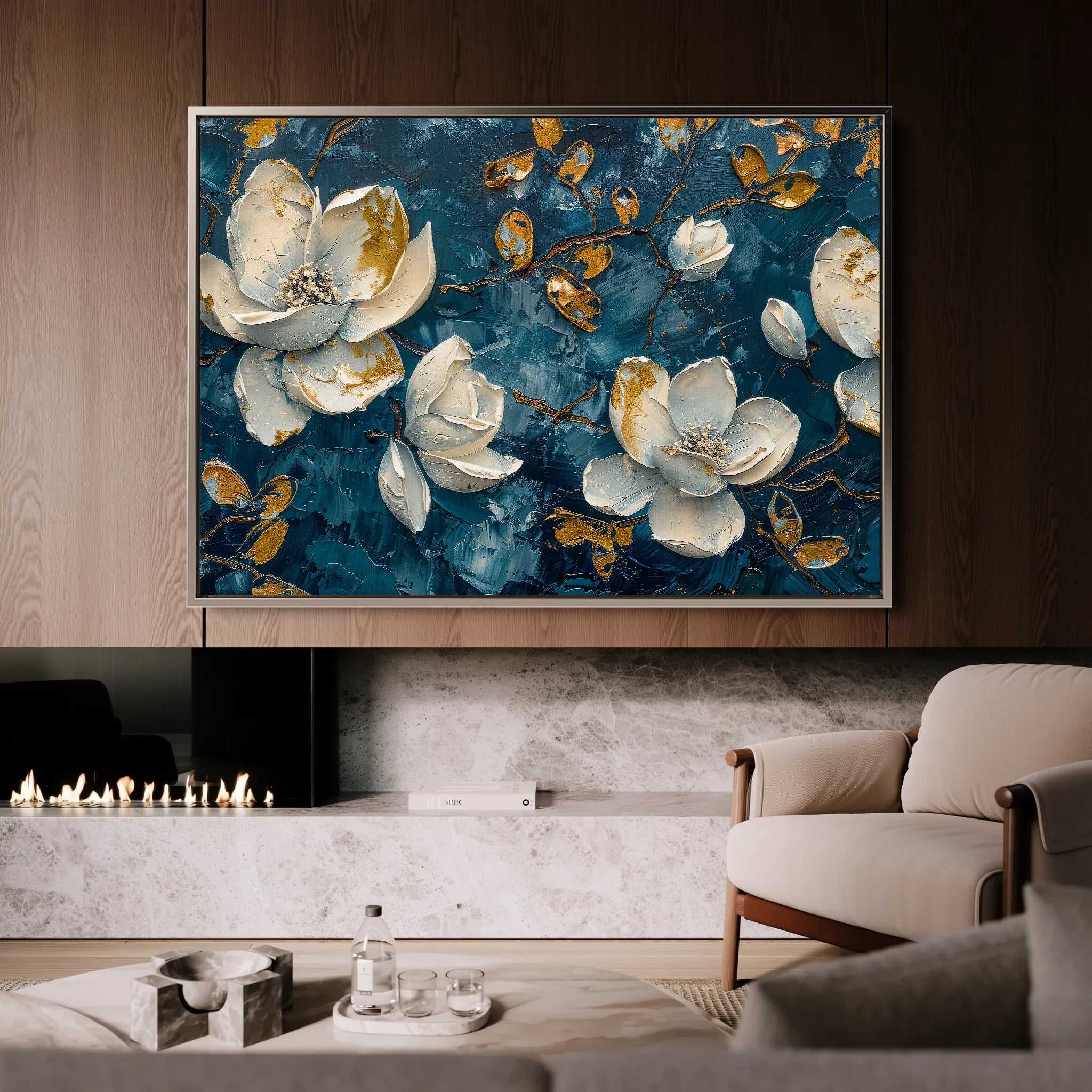 Floral 408 Canvas Art 18" x 24" / 45 x 60 cm / Black