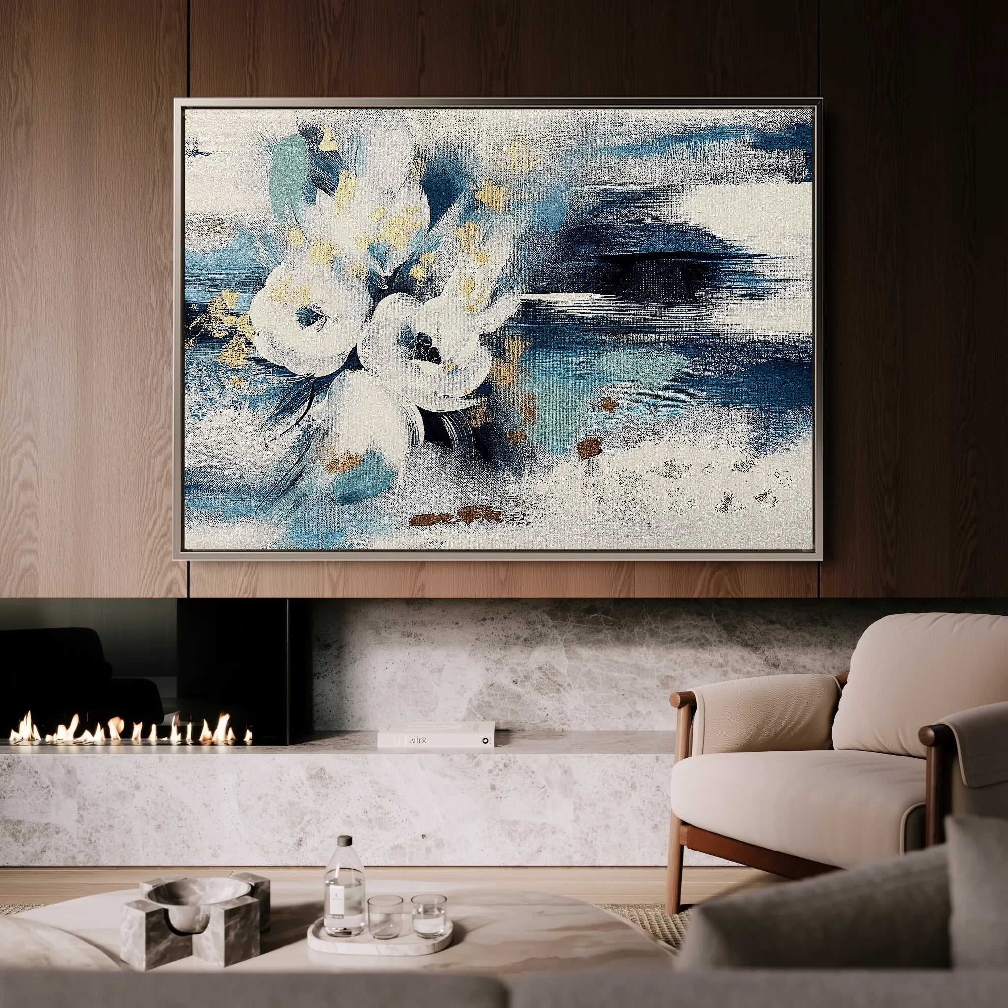 Floral 411 Canvas Art 18" x 24" / 45 x 60 cm / Black