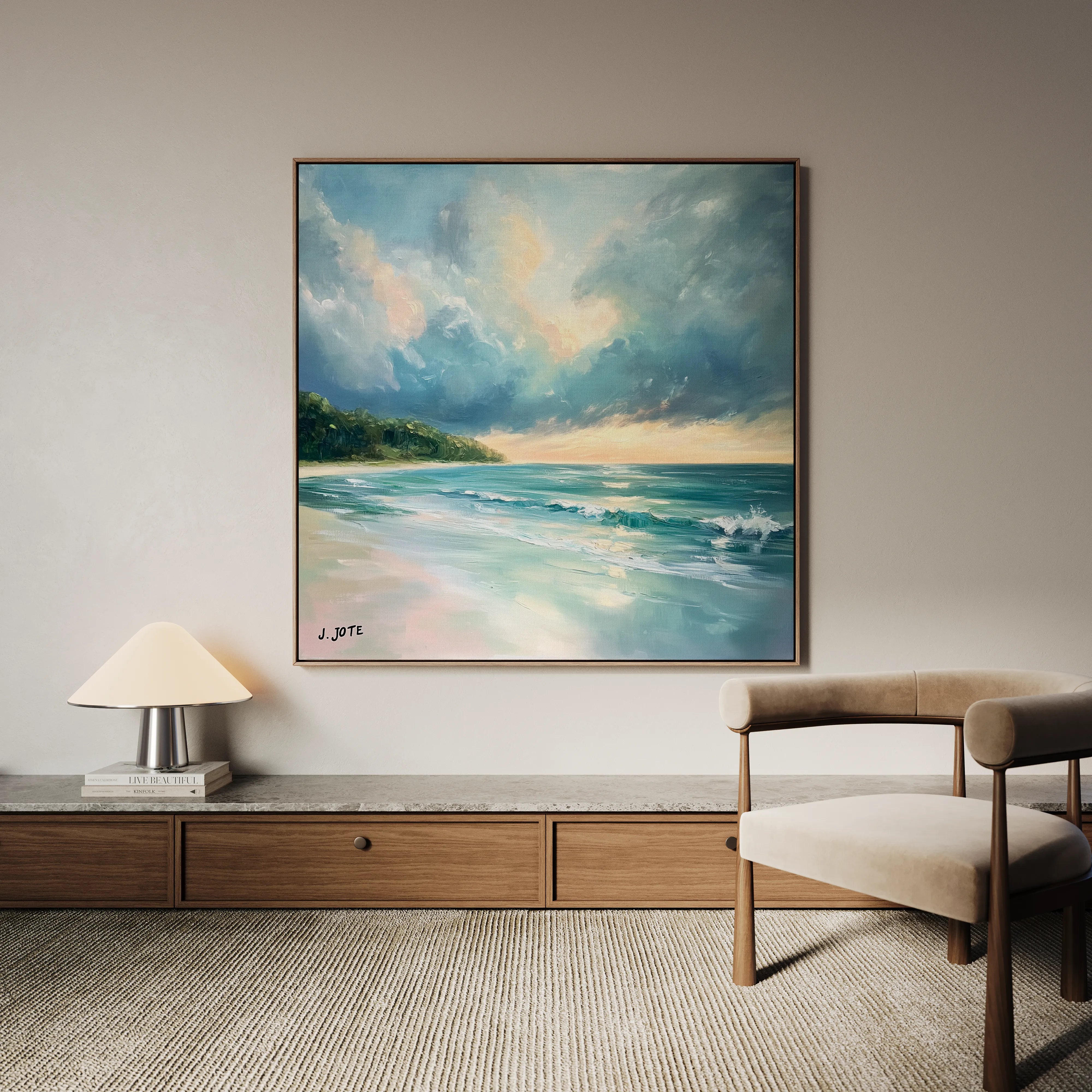 Landscape 411 Canvas Art 16" x 16" / 40 x 40 cm / Black
