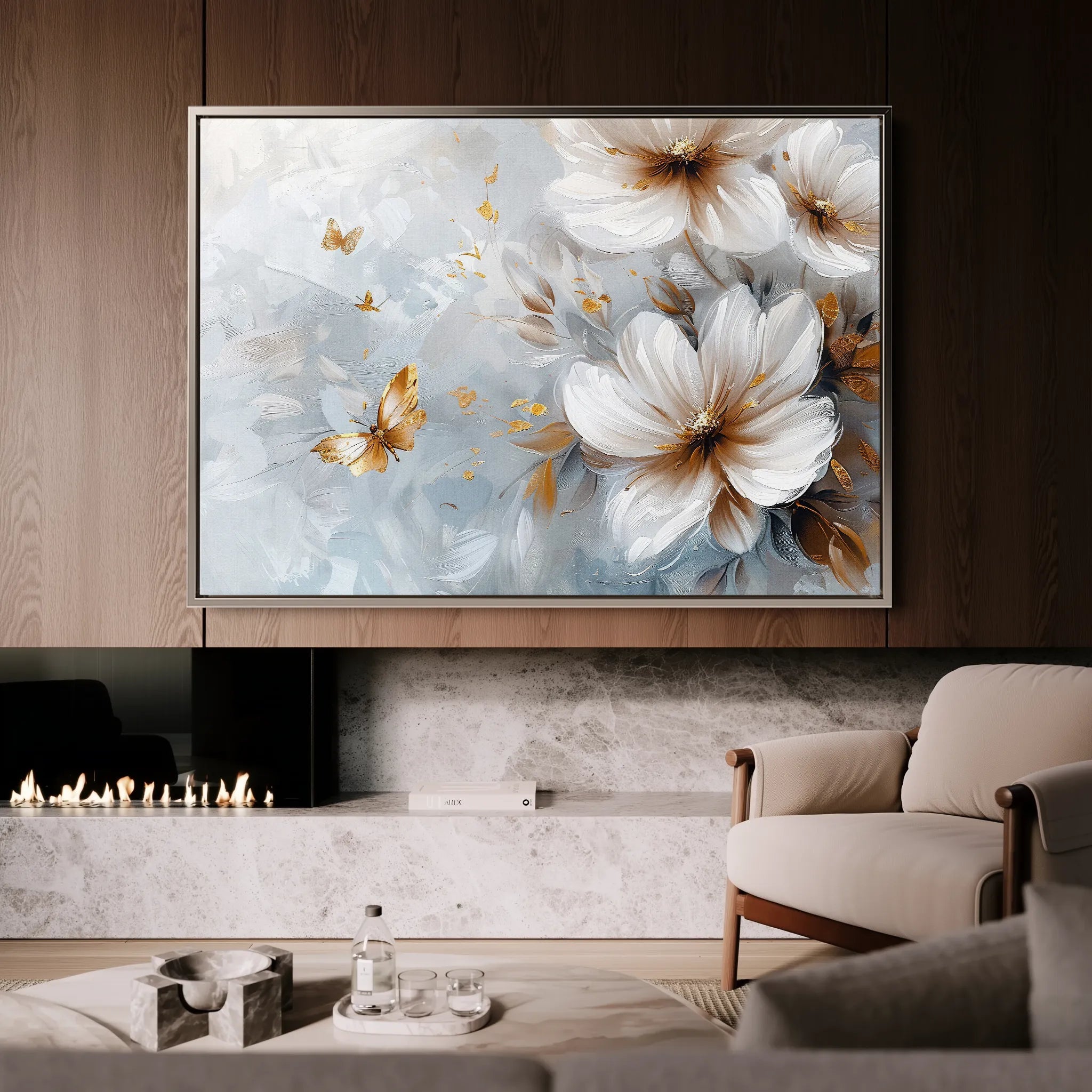 Floral 414 Canvas Art 18" x 24" / 45 x 60 cm / Black