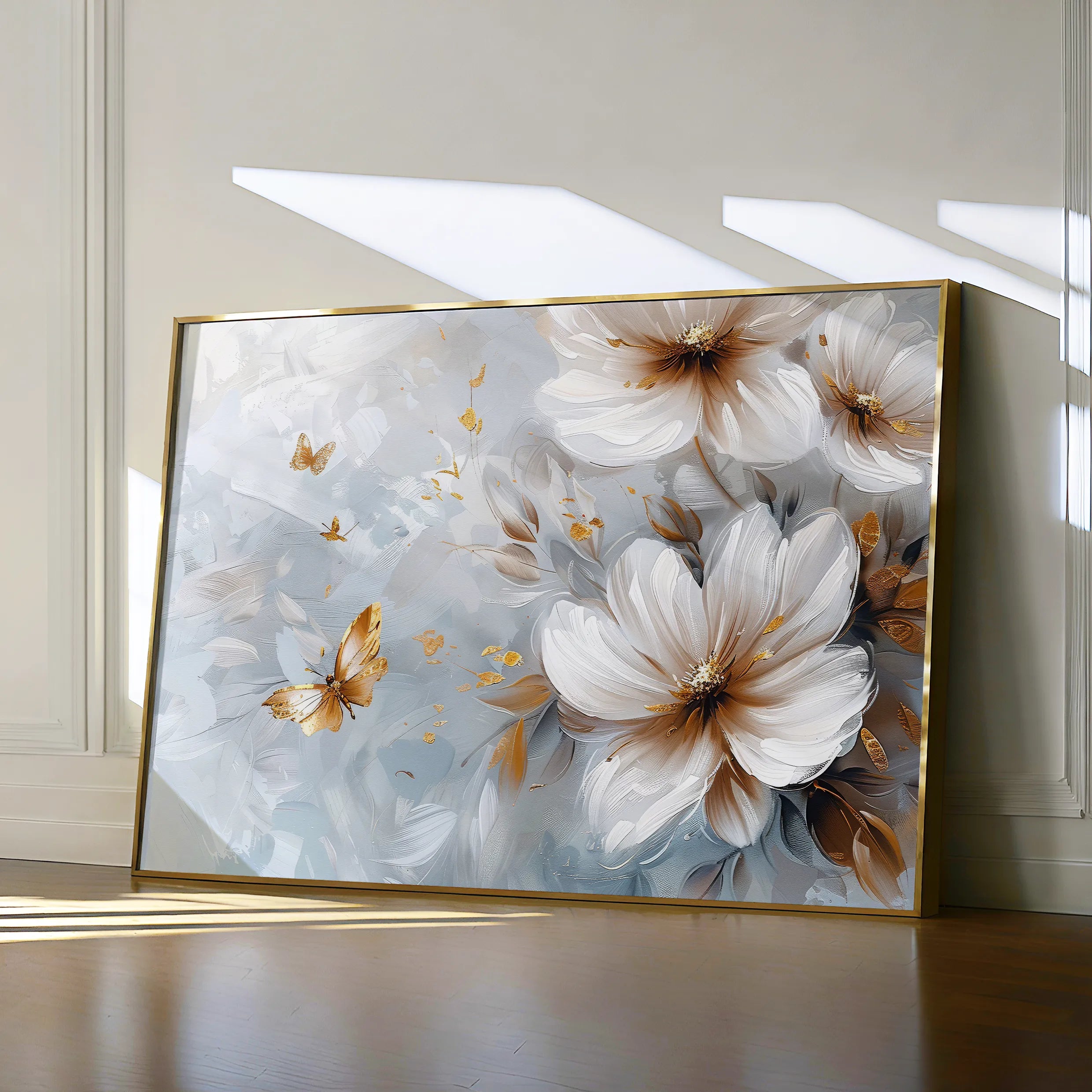 Floral 414 Canvas Art 18" x 24" / 45 x 60 cm / Black