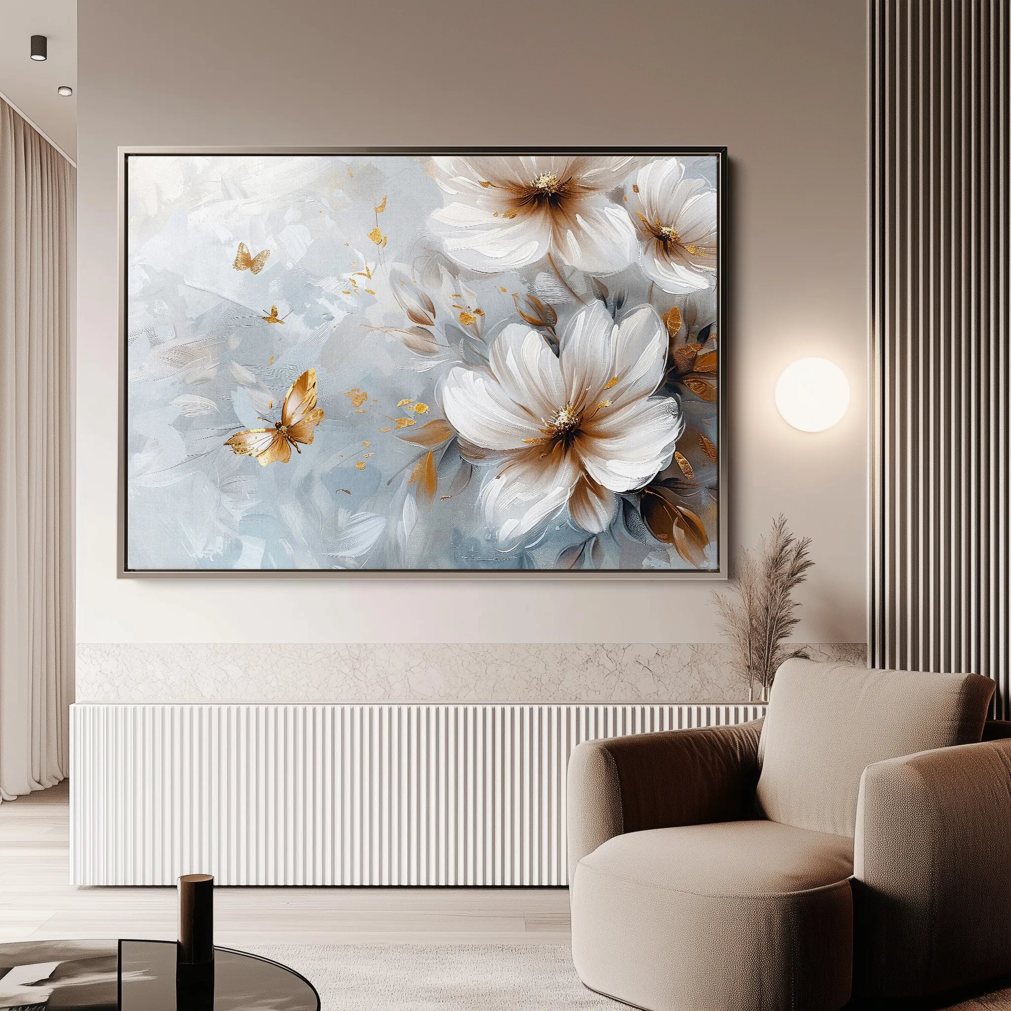 Floral 414 Canvas Art 18" x 24" / 45 x 60 cm / Black