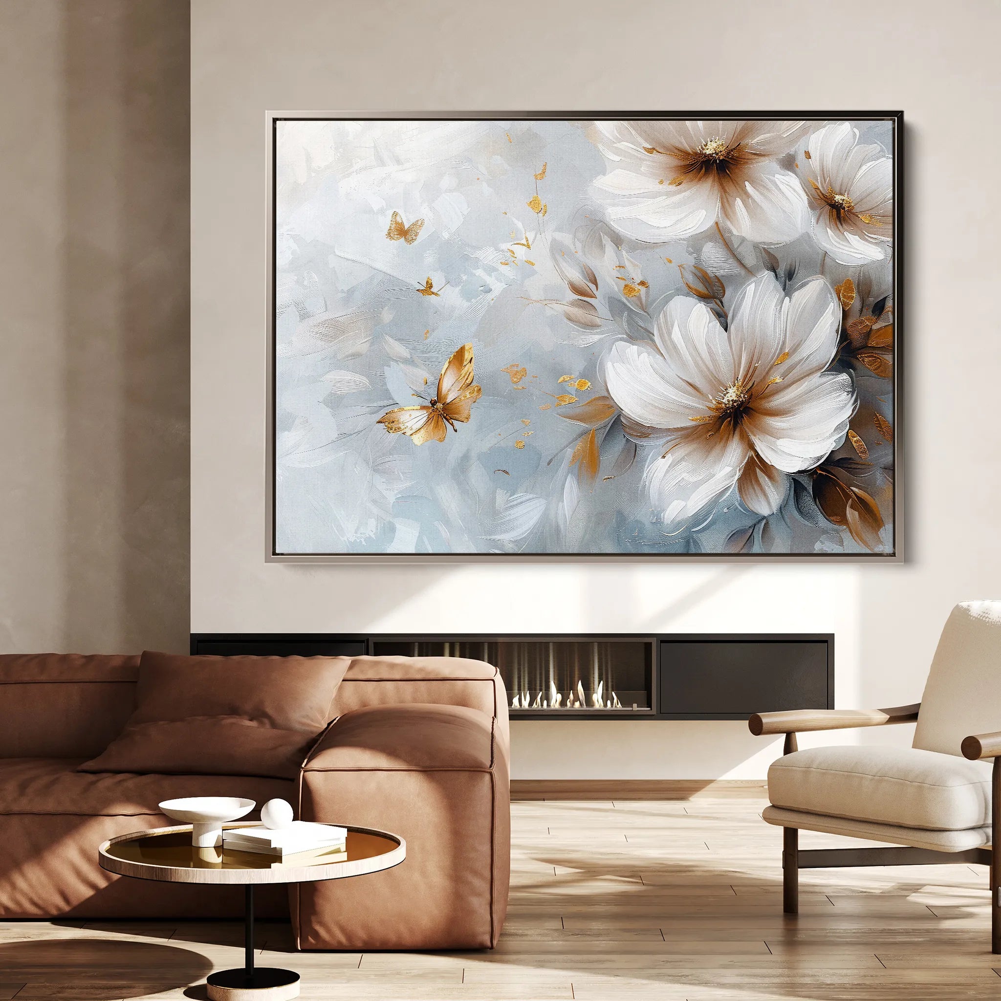 Floral 414 Canvas Art 18" x 24" / 45 x 60 cm / Black