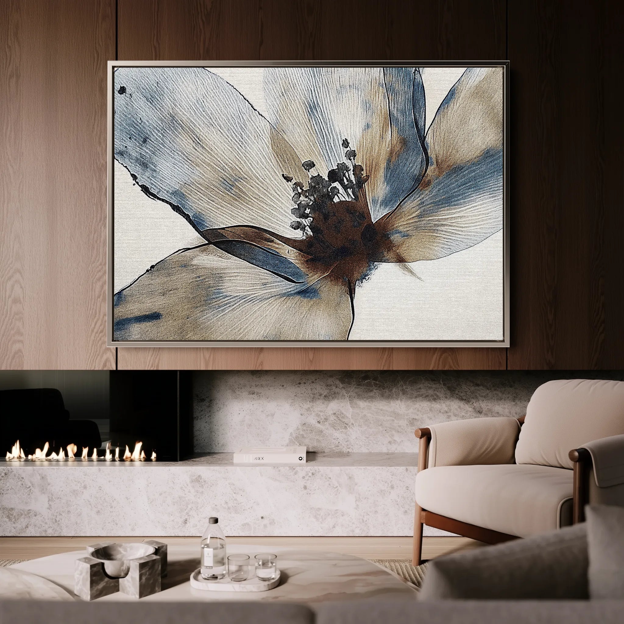 Floral 418 Canvas Art 18" x 24" / 45 x 60 cm / Black