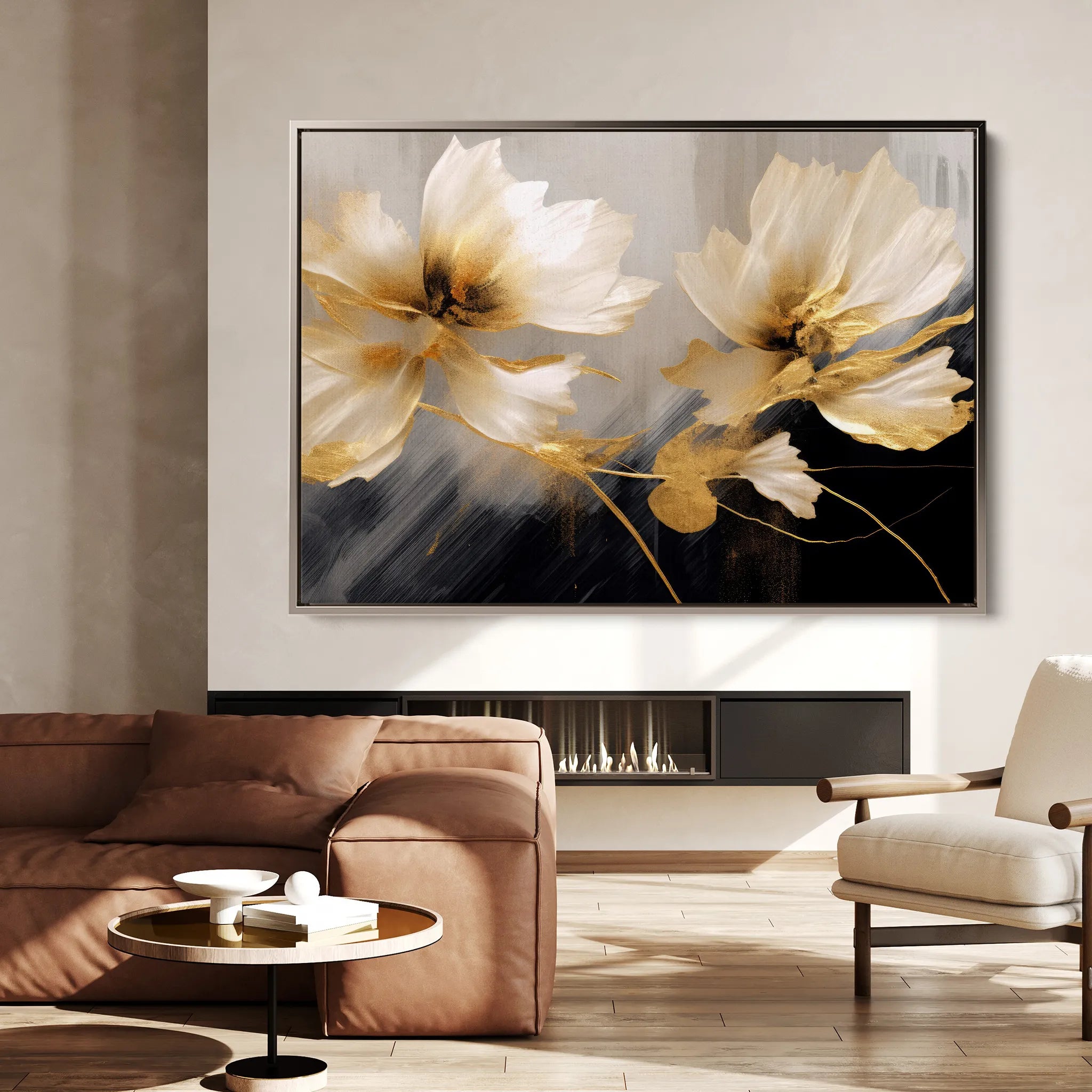 Floral 421 Canvas Art 18" x 24" / 45 x 60 cm / Black