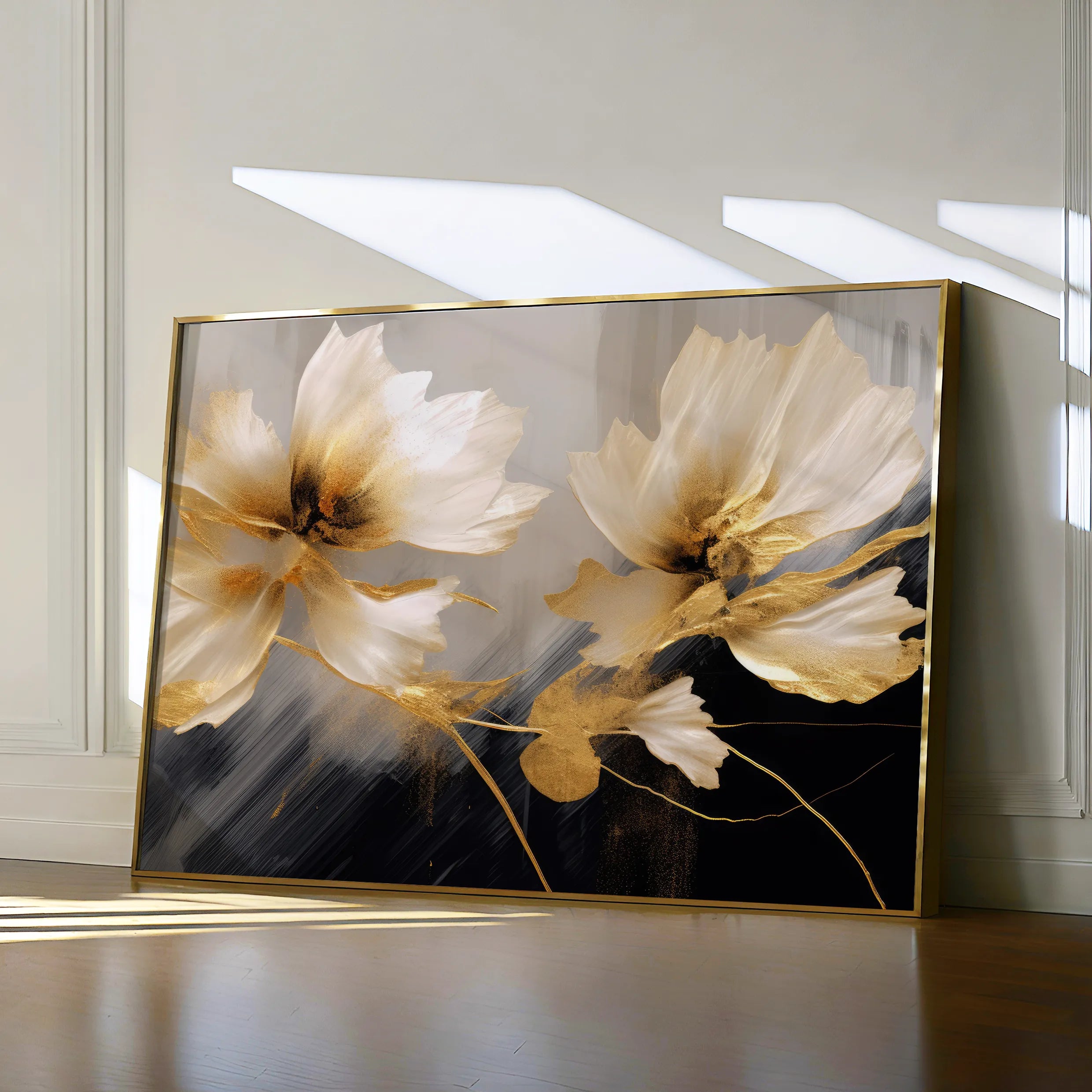 Floral 421 Canvas Art 18" x 24" / 45 x 60 cm / Black