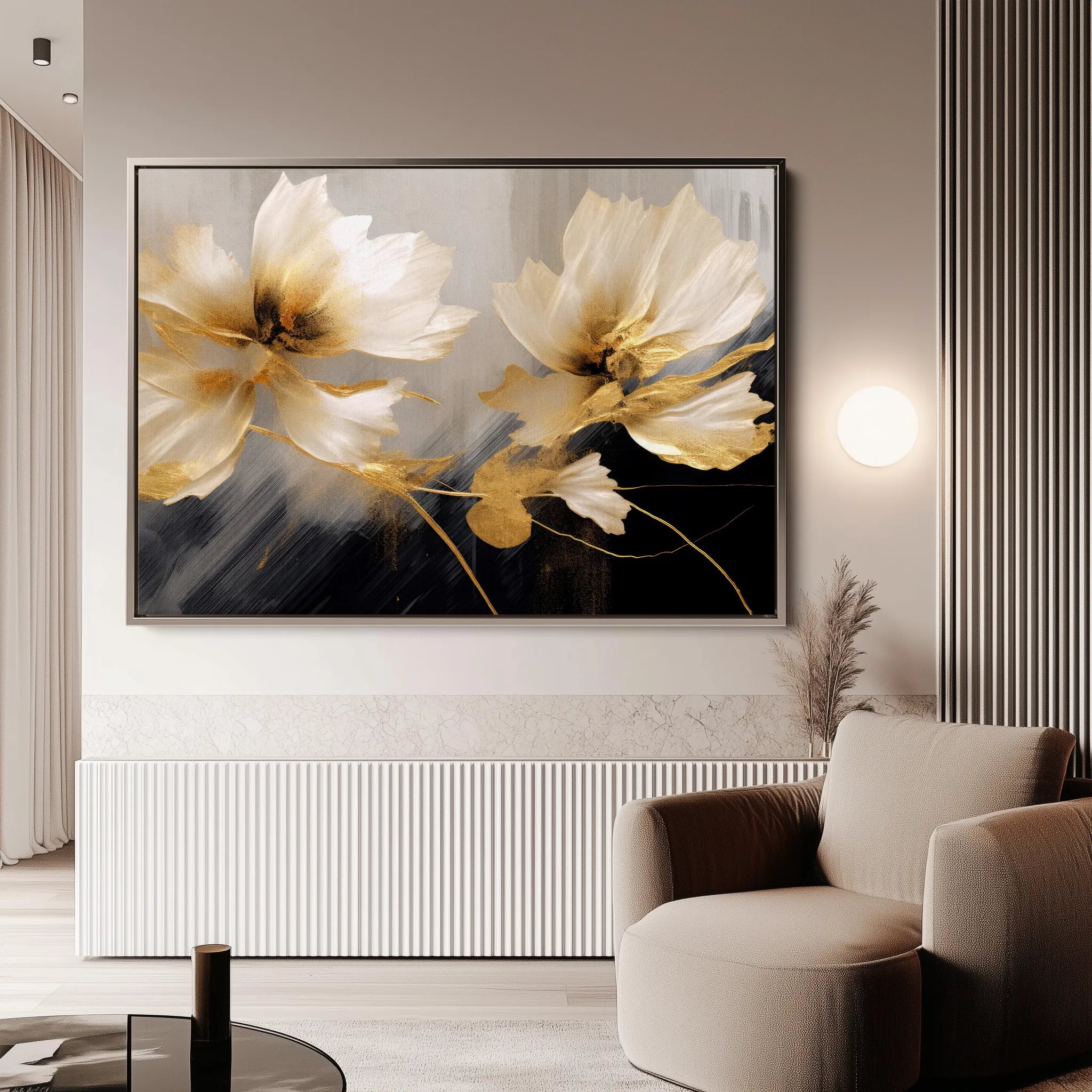 Floral 421 Canvas Art 18" x 24" / 45 x 60 cm / Black