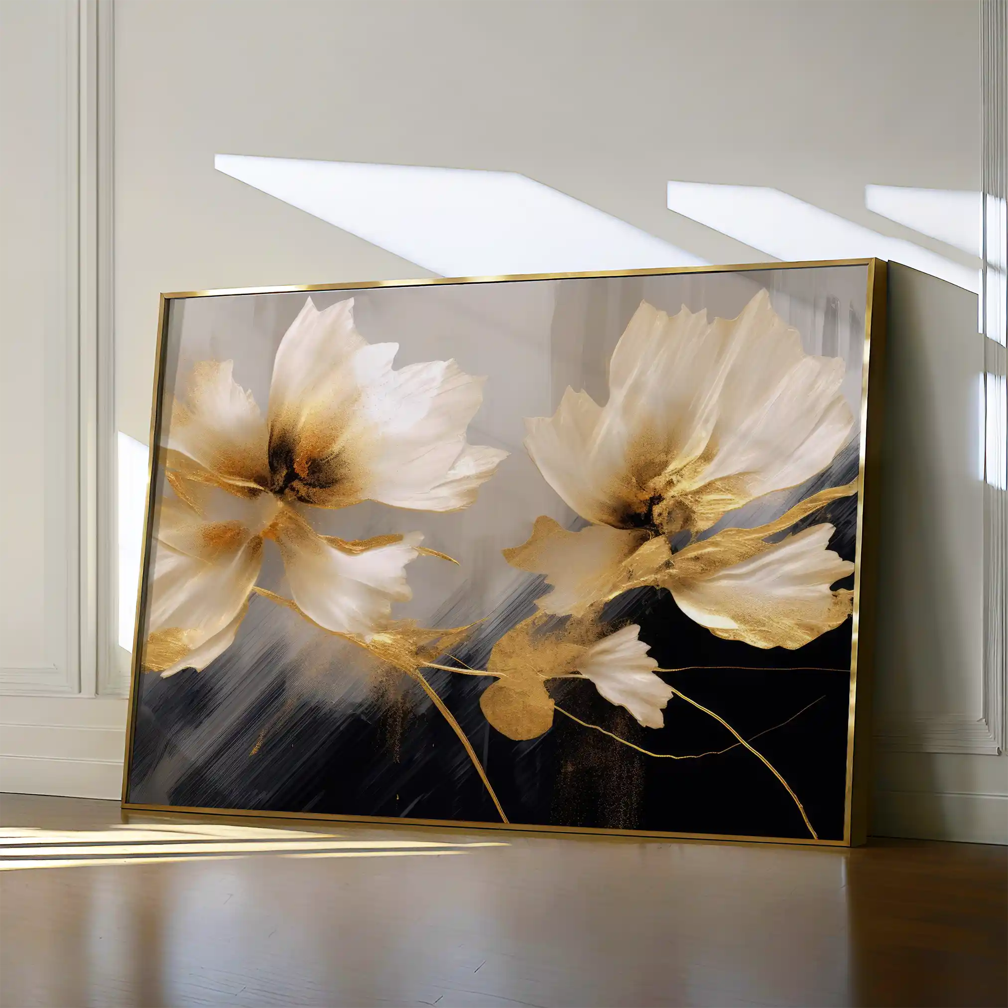 Floral 421 Canvas Art 60 x 40 cm / Black