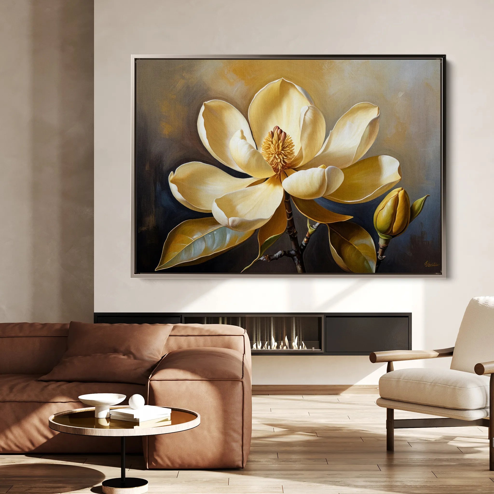 Floral 424 Canvas Art 18" x 24" / 45 x 60 cm / Black