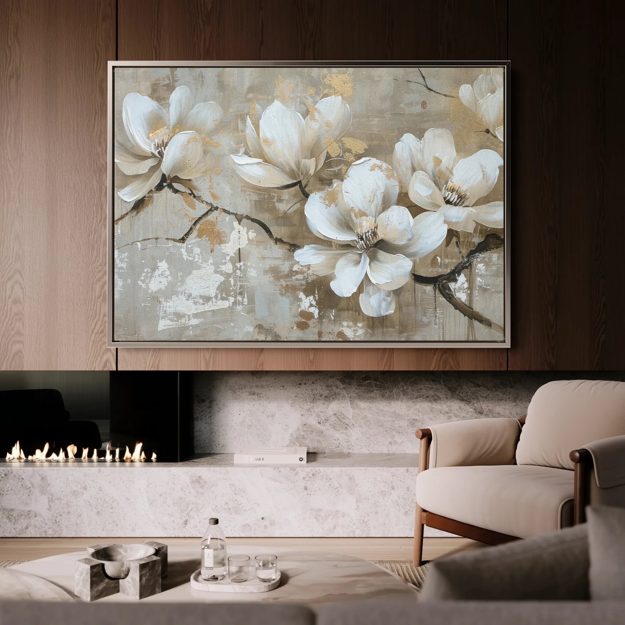 Floral 425 Canvas Art 18" x 24" / 45 x 60 cm / Black