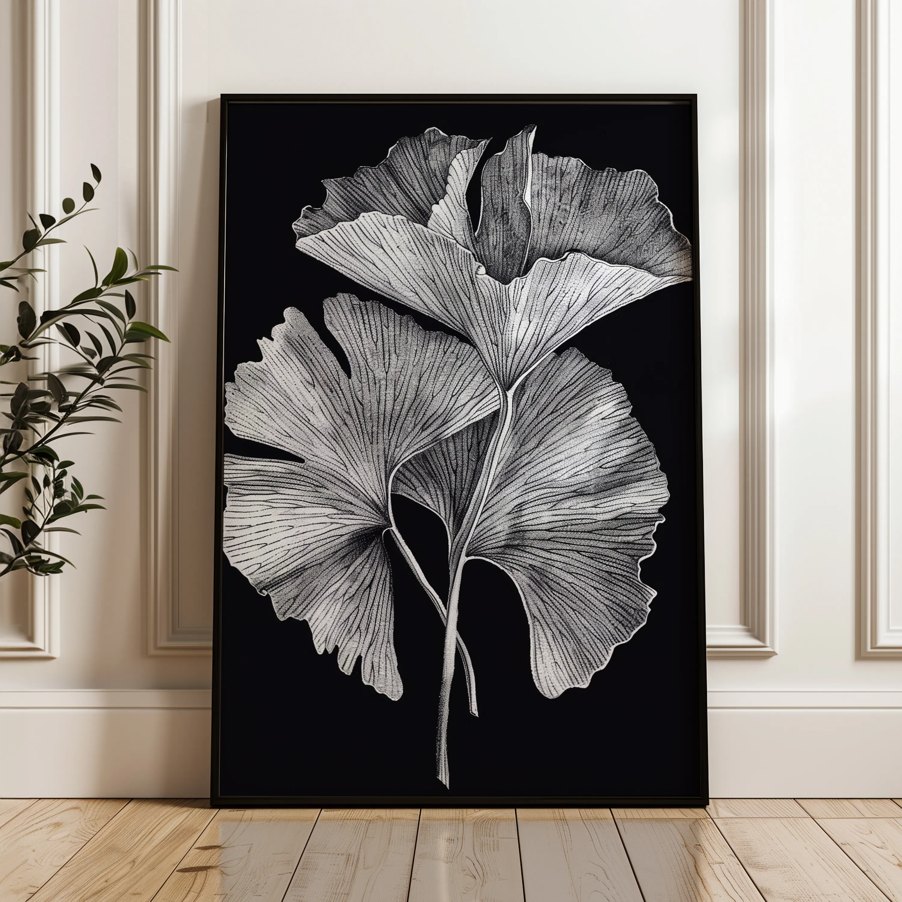Floral 427 Canvas Art 18" x 24" / 45 x 60 cm / Black