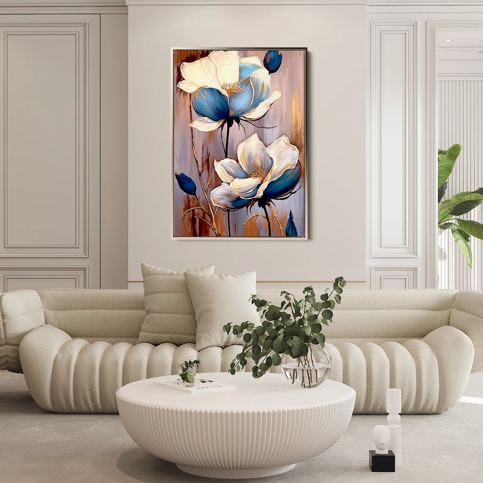 Floral 432 Canvas Art 18" x 24" / 45 x 60 cm / Black