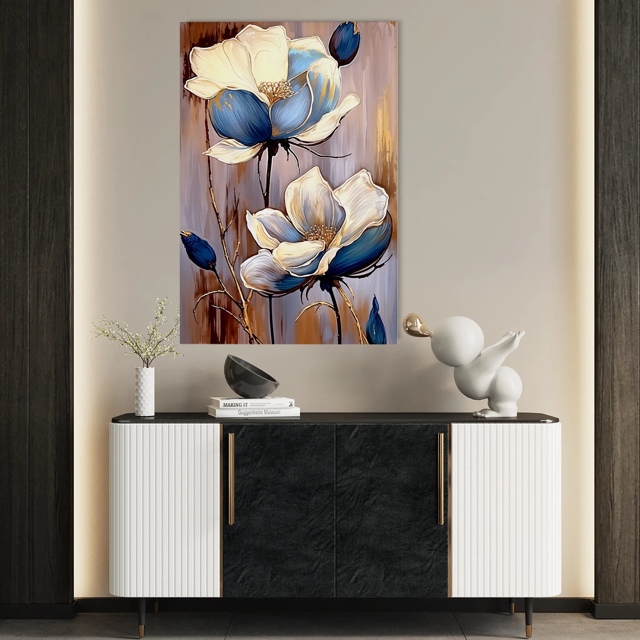 Floral 432 Canvas Art 18" x 24" / 45 x 60 cm / Black