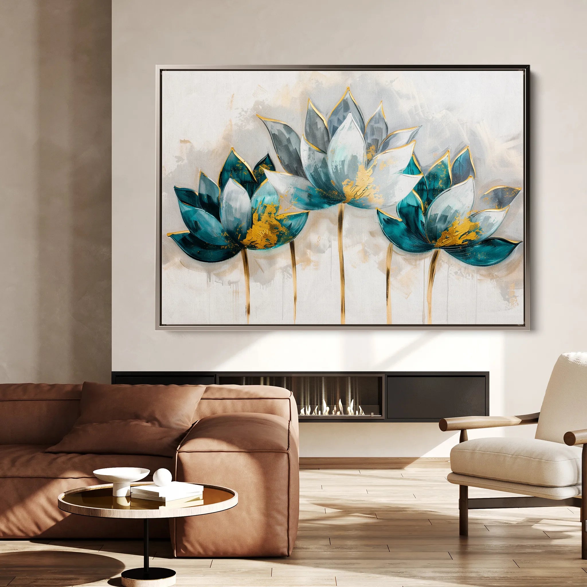 Floral 435 Canvas Art 18" x 24" / 45 x 60 cm / Black