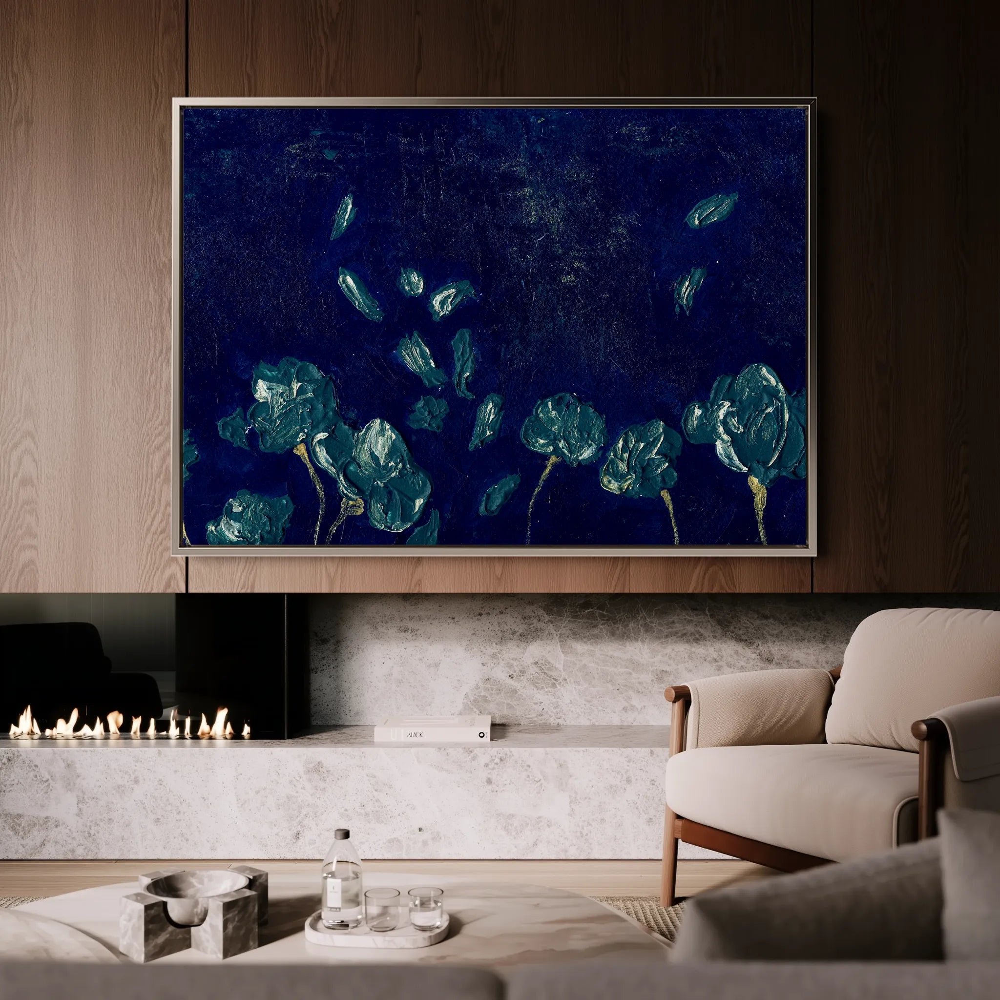 Floral 443 Canvas Art 18" x 24" / 45 x 60 cm / Black