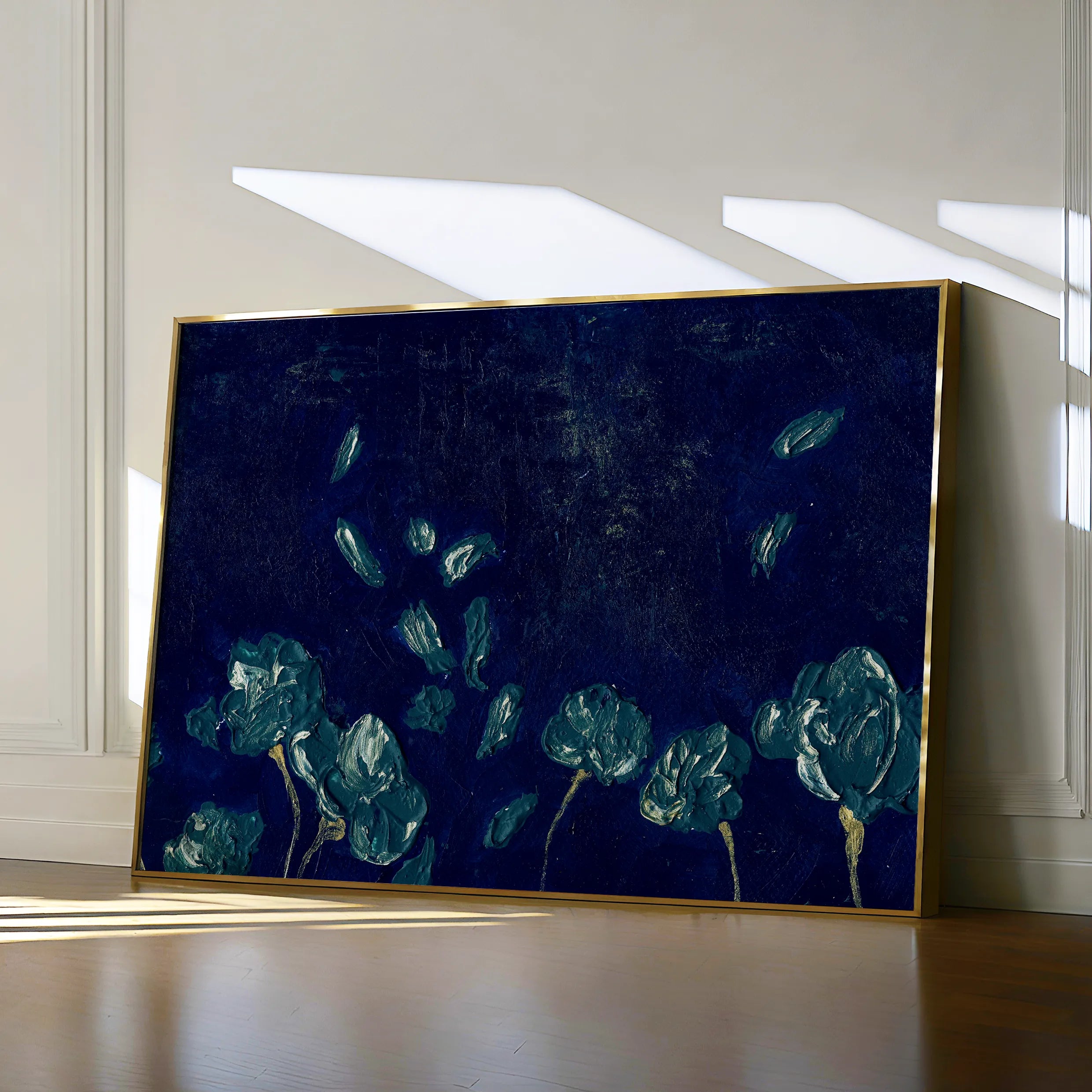 Floral 443 Canvas Art 18" x 24" / 45 x 60 cm / Black