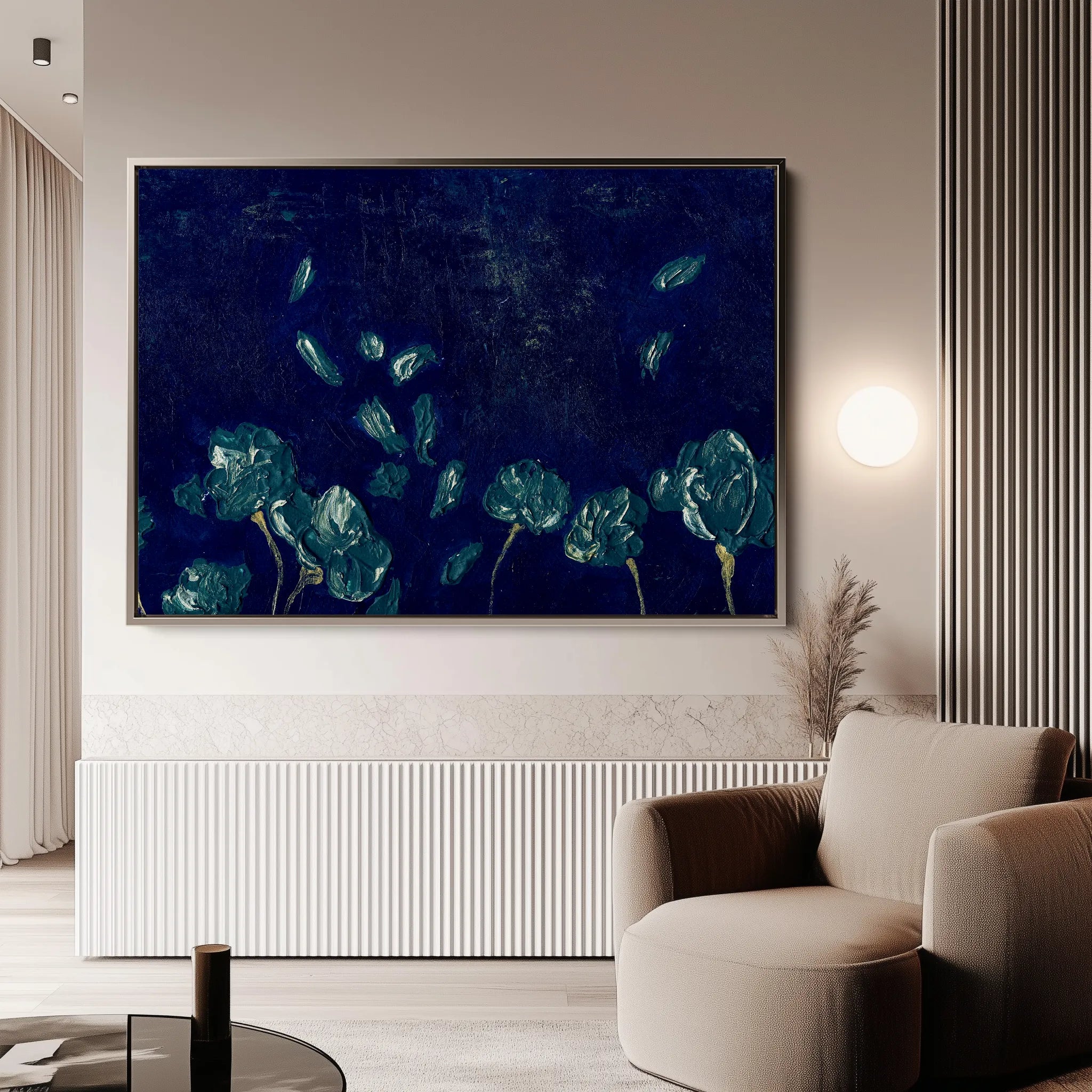 Floral 443 Canvas Art 18" x 24" / 45 x 60 cm / Black