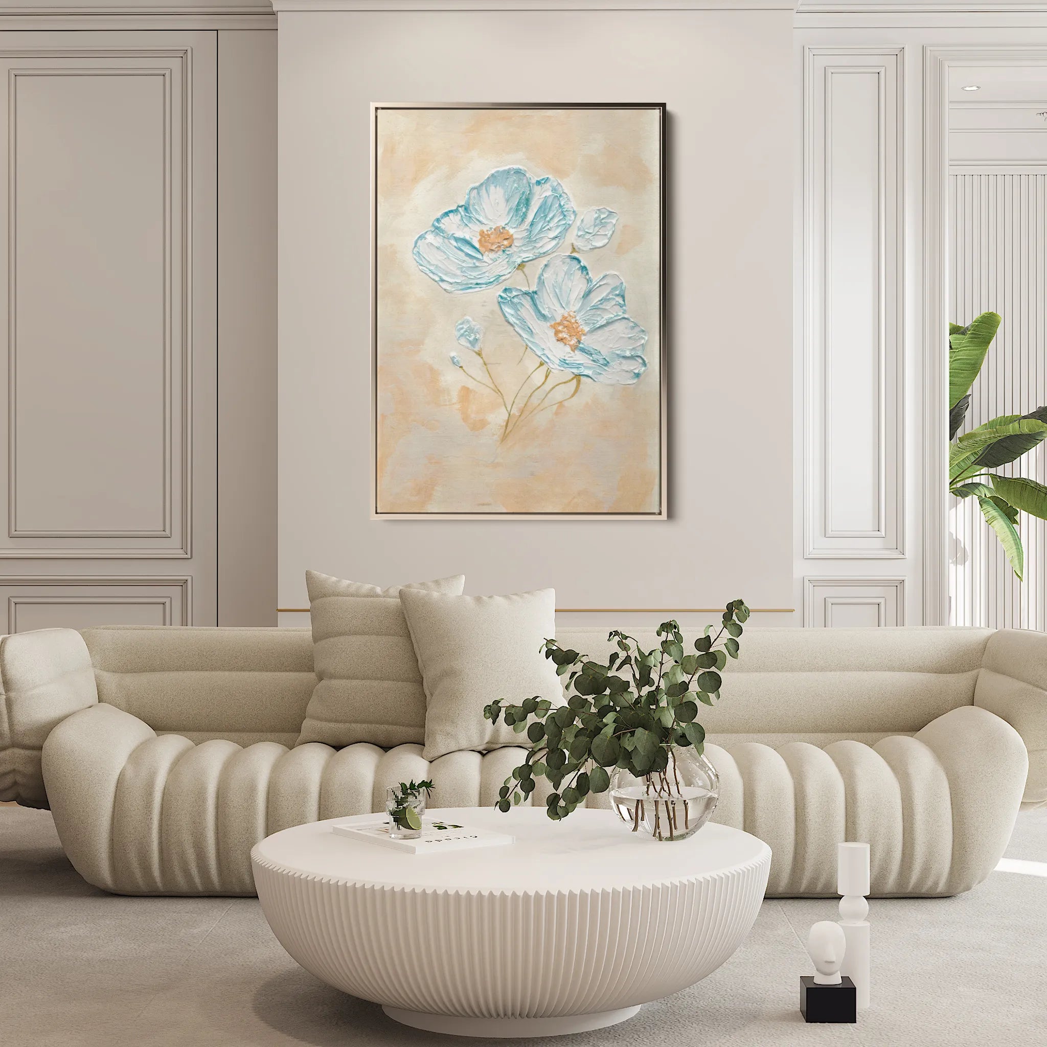 Floral 444 Canvas Art 18" x 24" / 45 x 60 cm / Black