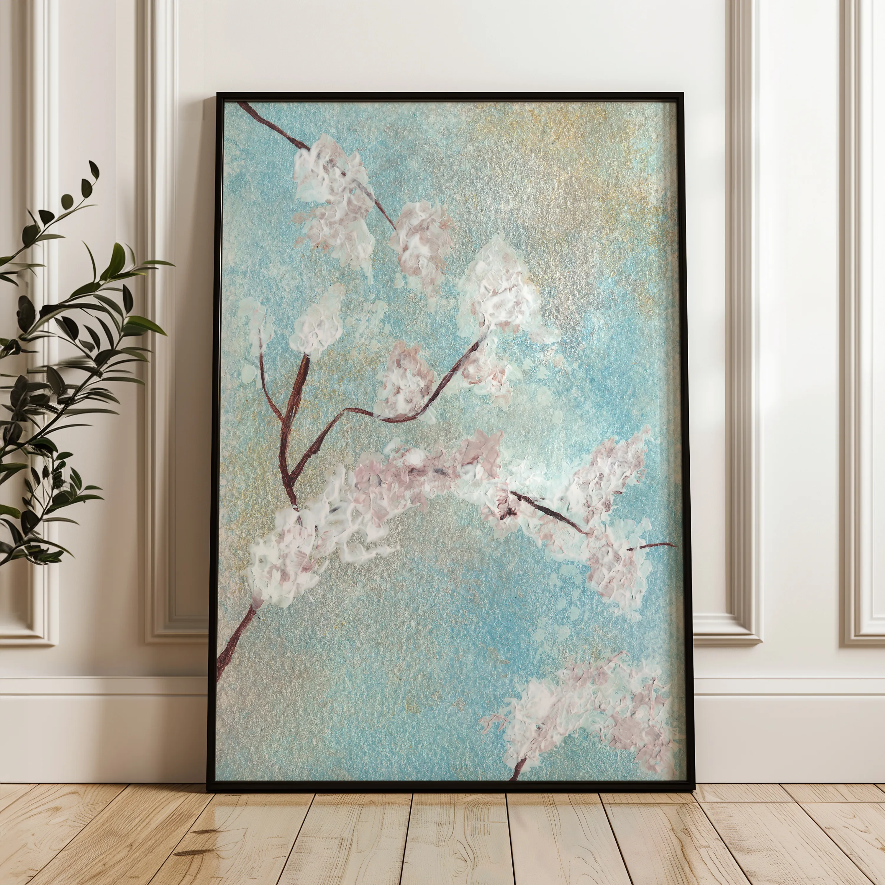 Floral 445 Canvas Art 18" x 24" / 45 x 60 cm / Black
