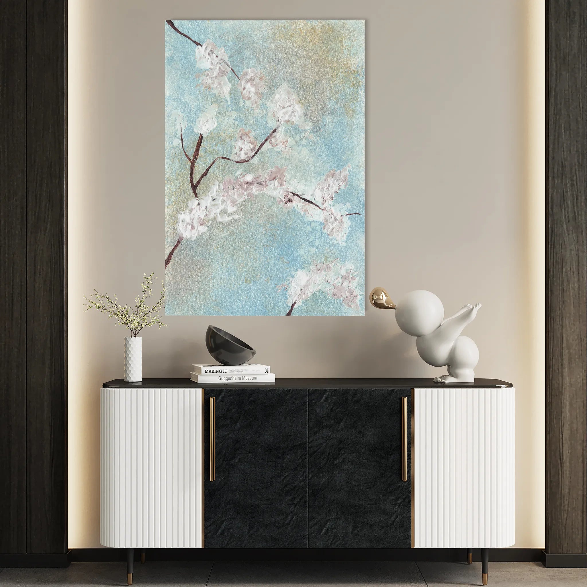 Floral 445 Canvas Art 18" x 24" / 45 x 60 cm / Black
