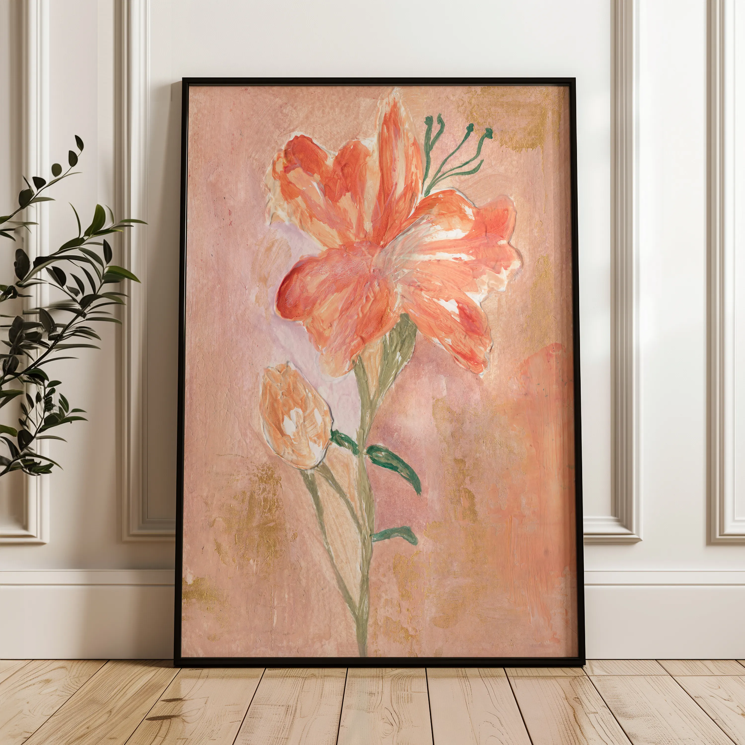 Floral 446 Canvas Art 18" x 24" / 45 x 60 cm / Black
