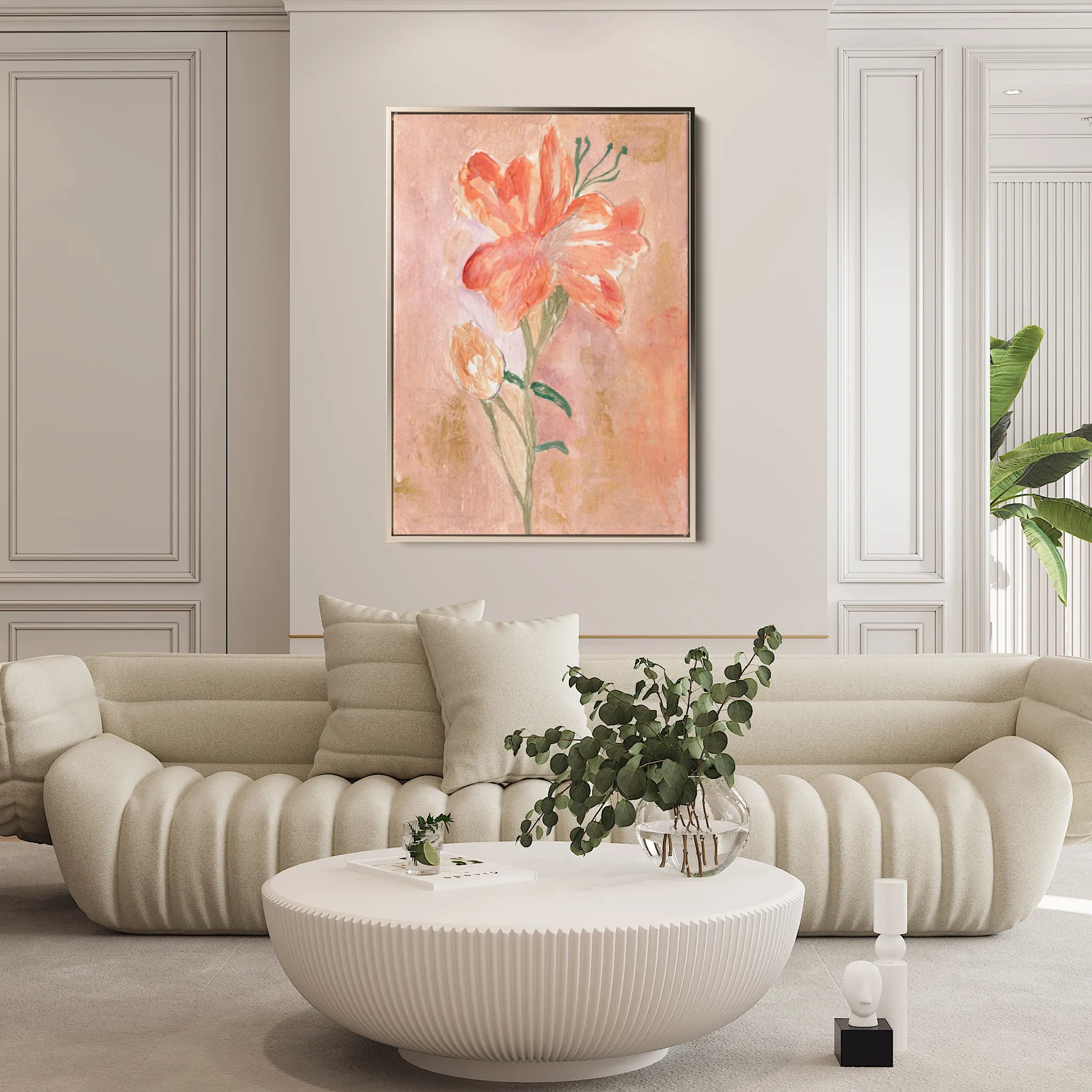 Floral 446 Canvas Art 18" x 24" / 45 x 60 cm / Black