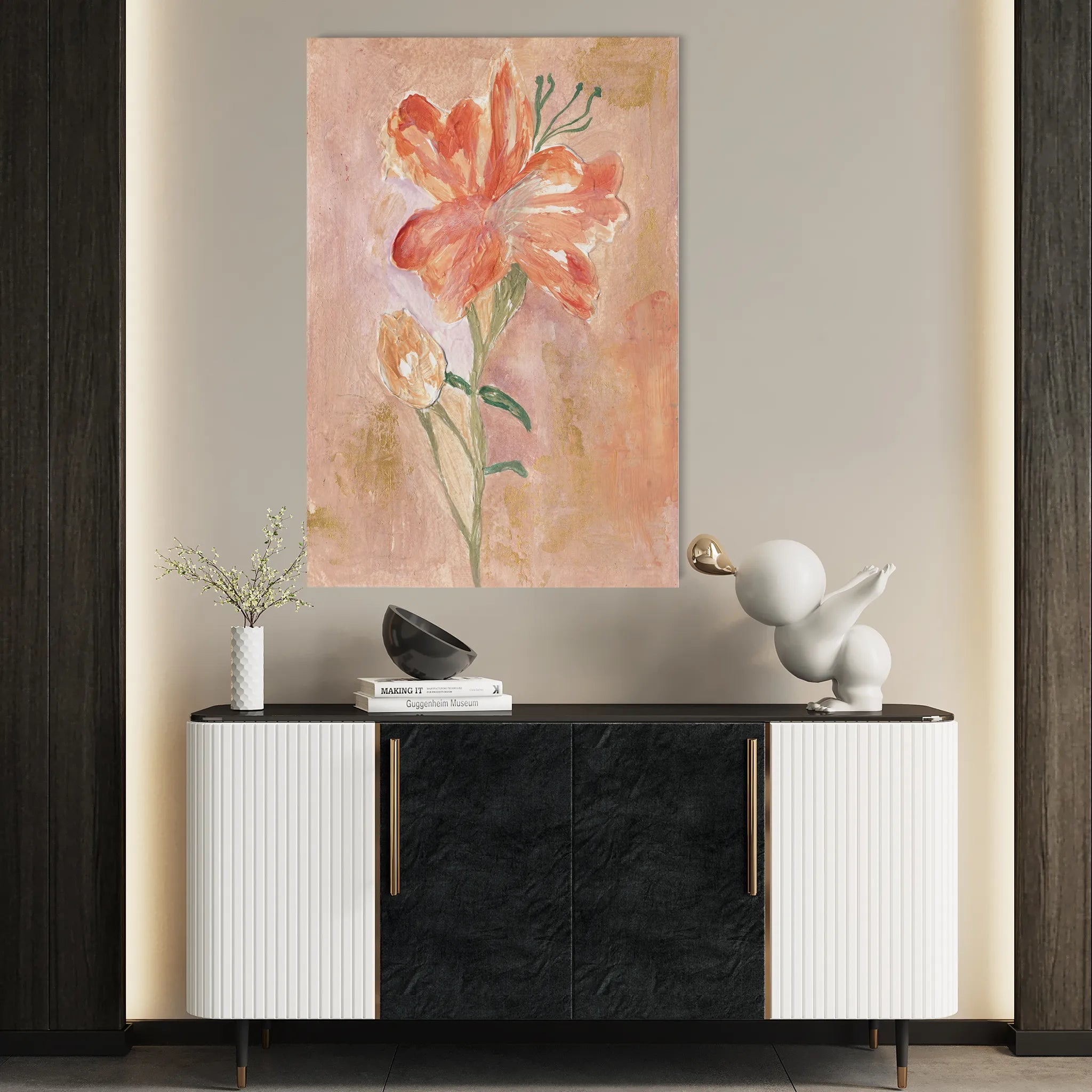 Floral 446 Canvas Art 18" x 24" / 45 x 60 cm / Black