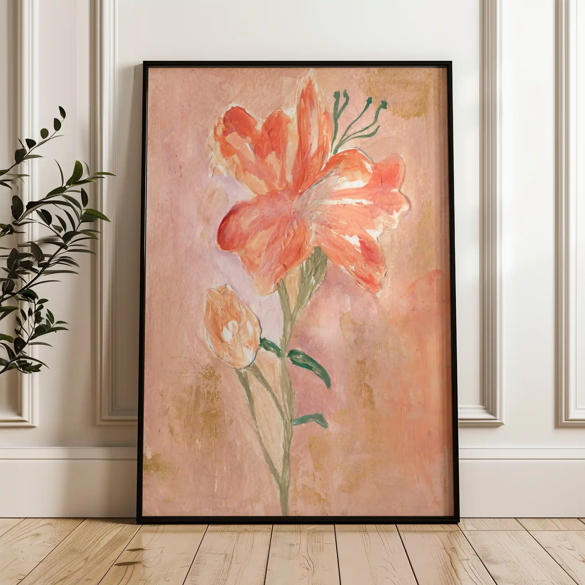 Floral 446 Canvas Art 60 x 40 cm / Black