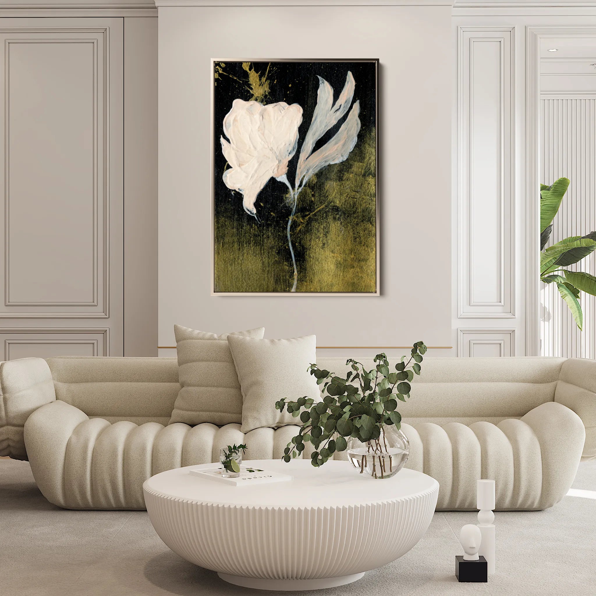 Floral 448 Canvas Art 18" x 24" / 45 x 60 cm / Black
