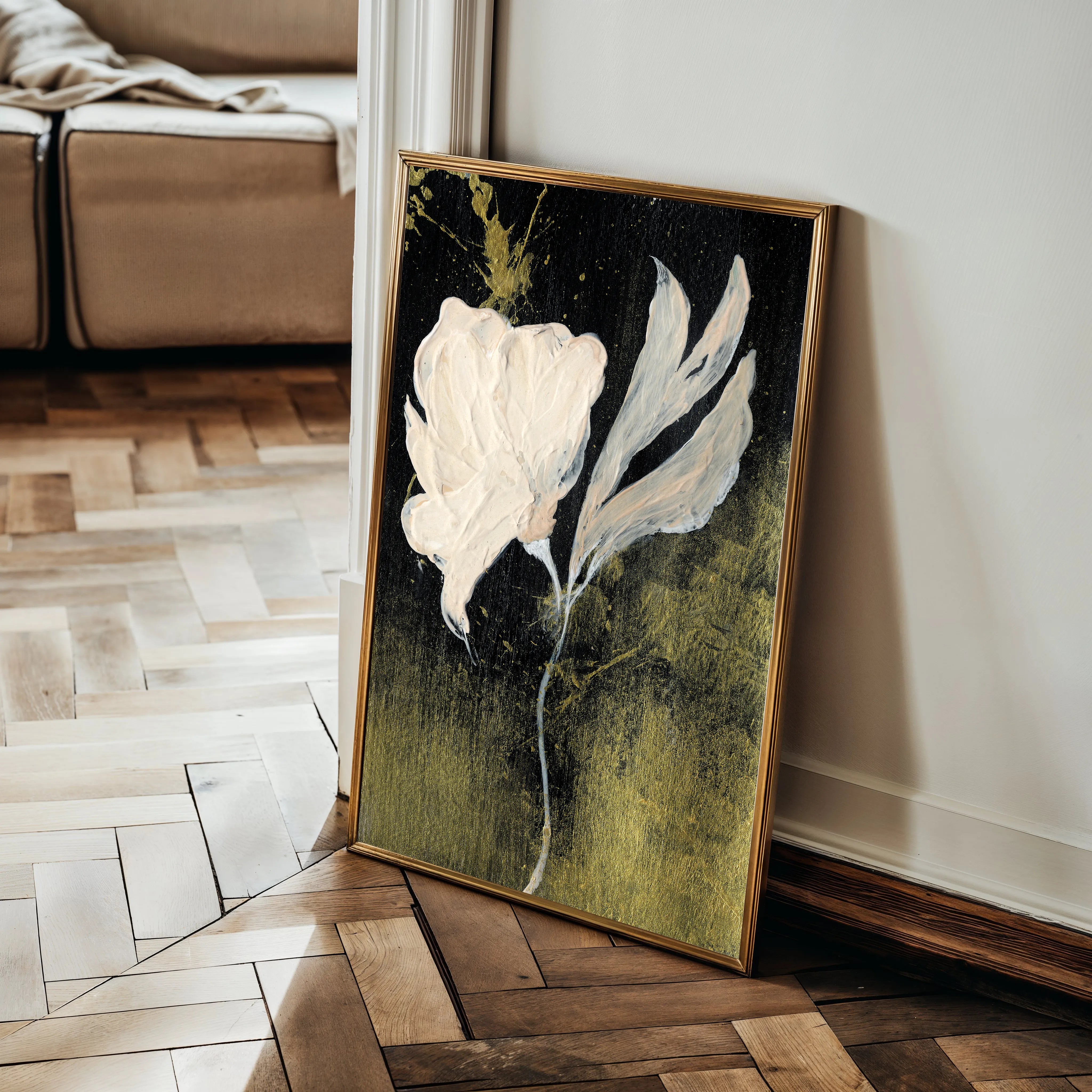 Floral 448 Canvas Art 18" x 24" / 45 x 60 cm / Black