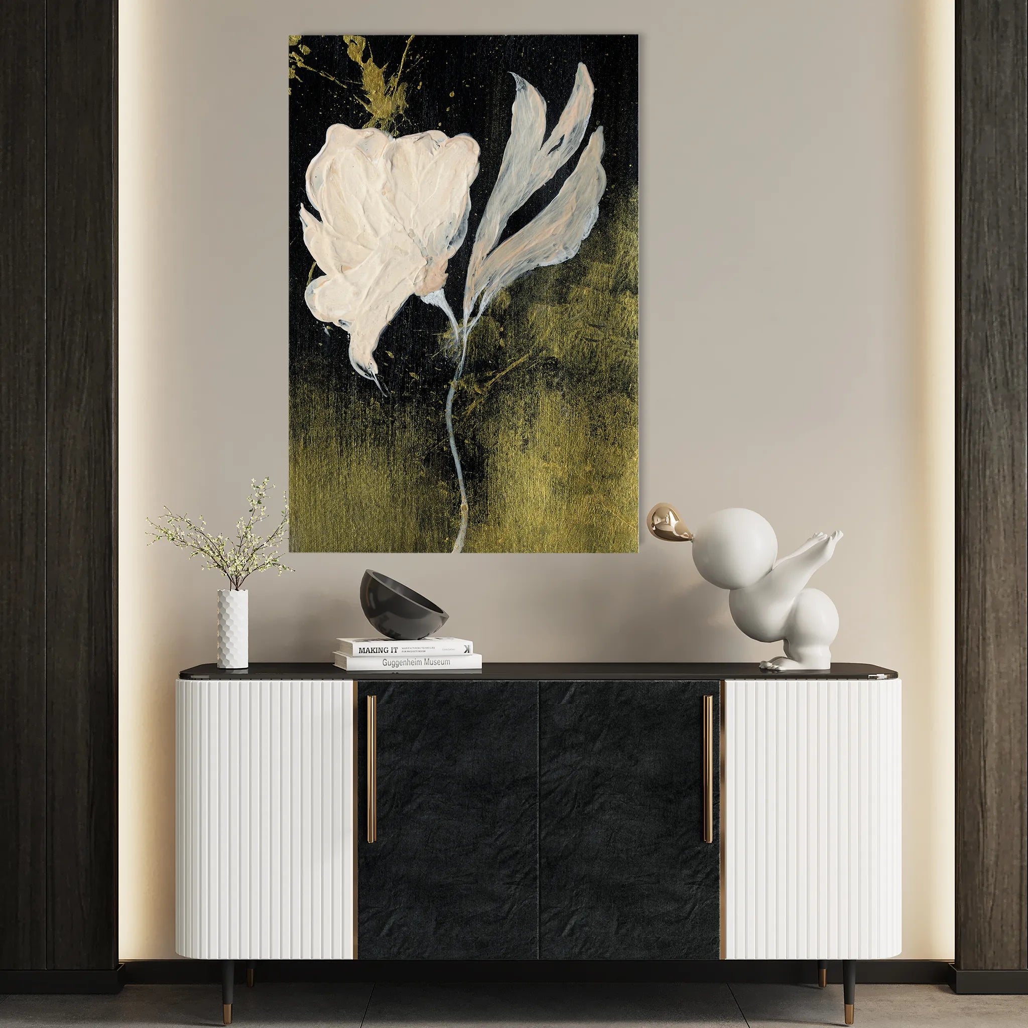 Floral 448 Canvas Art 18" x 24" / 45 x 60 cm / Black