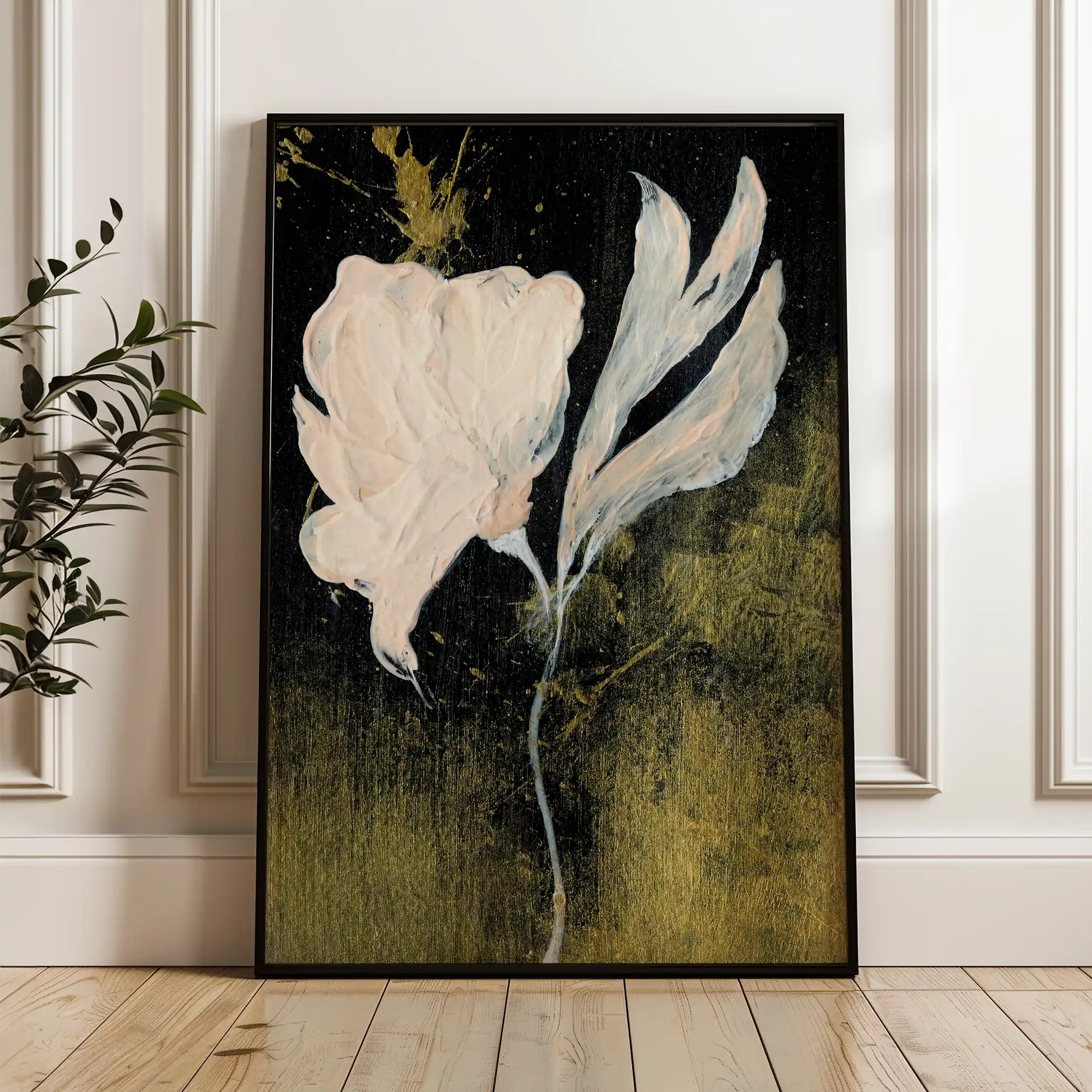Floral 448 Canvas Art 60 x 40 cm / Black