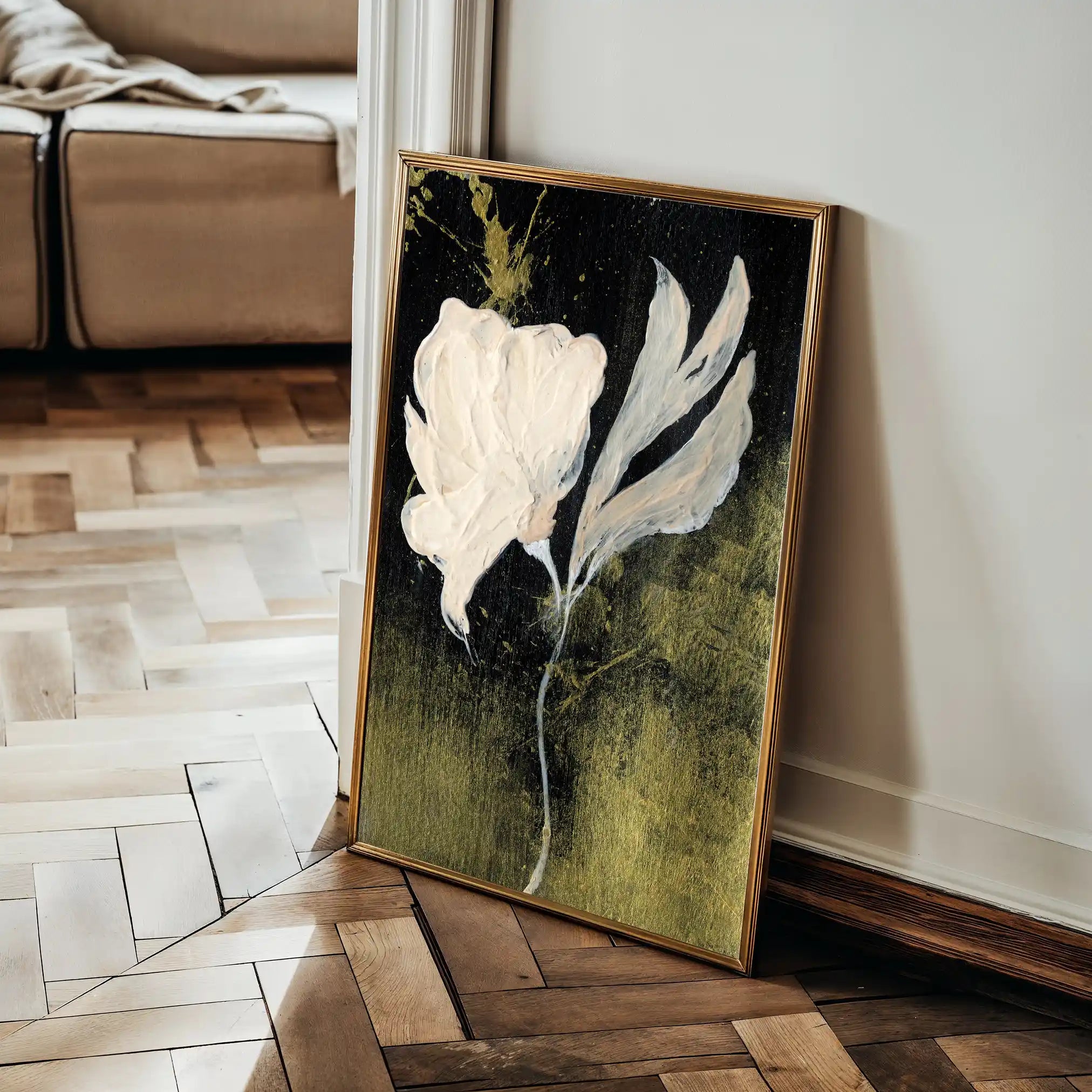 Floral 448 Canvas Art 60 x 40 cm / Black