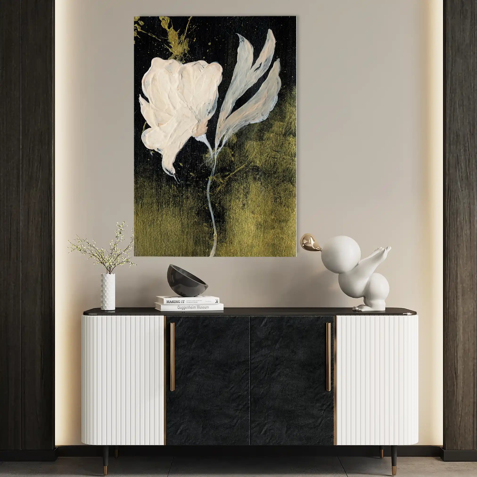 Floral 448 Canvas Art 60 x 40 cm / Black
