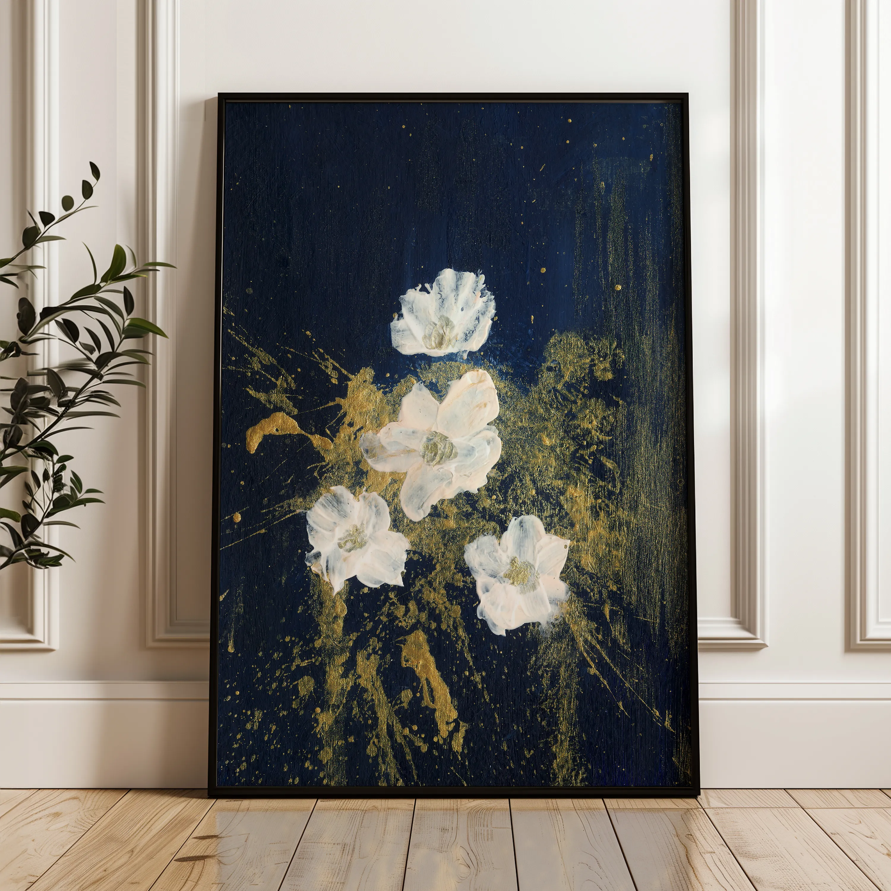 Floral 449 Canvas Art 18" x 24" / 45 x 60 cm / Black