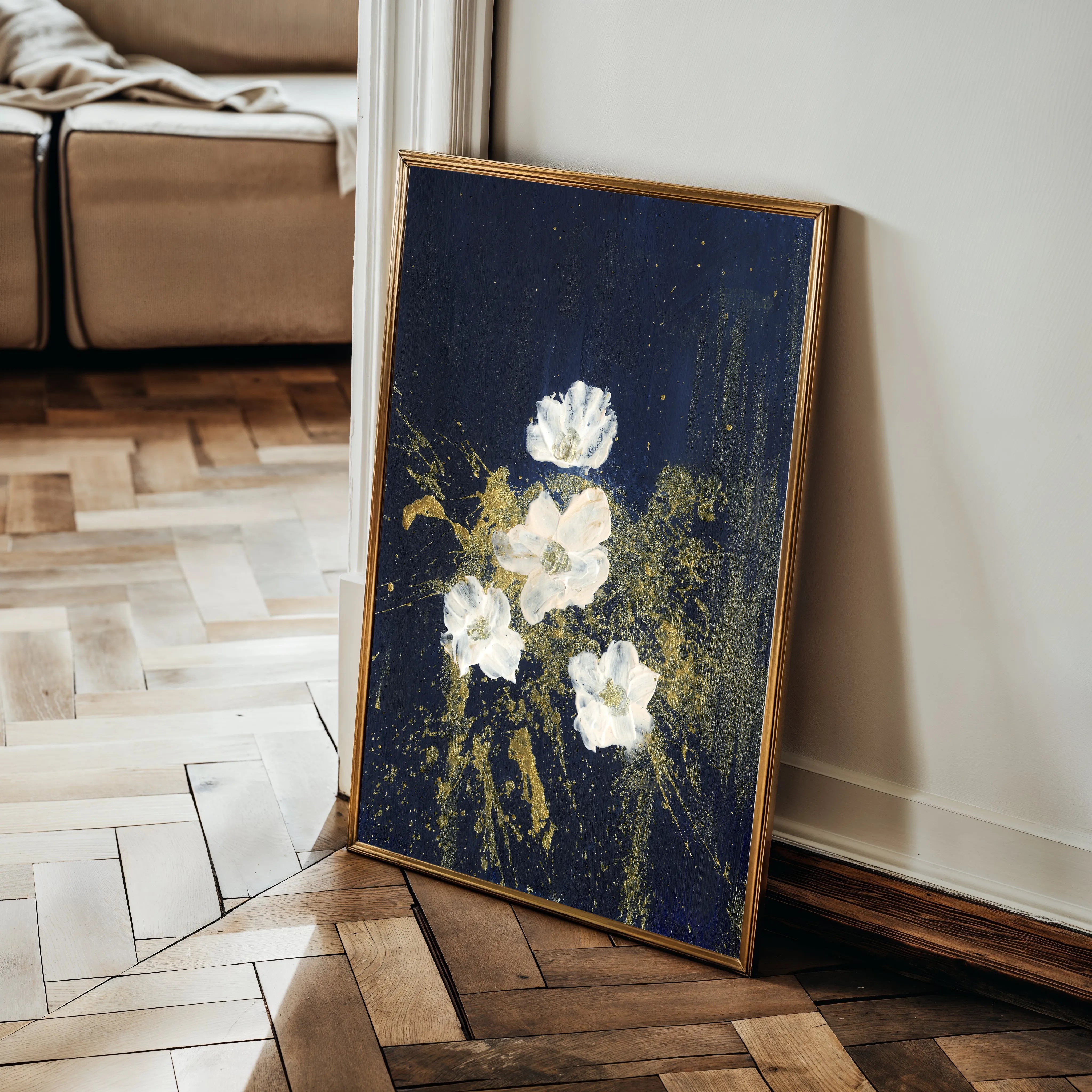 Floral 449 Canvas Art 18" x 24" / 45 x 60 cm / Black