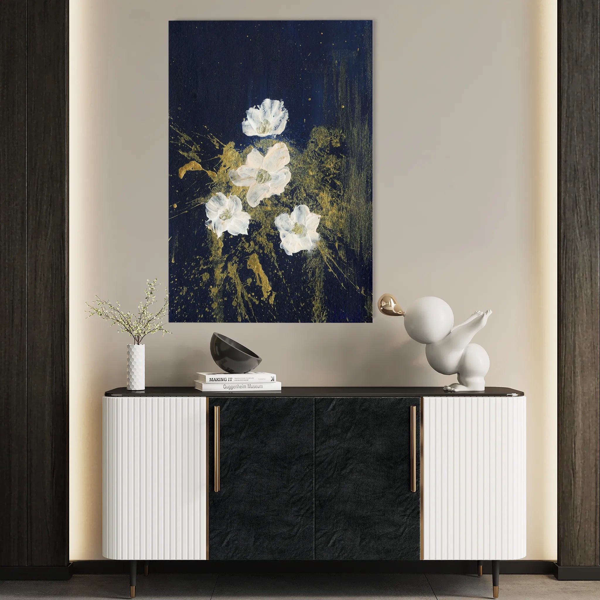 Floral 449 Canvas Art 18" x 24" / 45 x 60 cm / Black