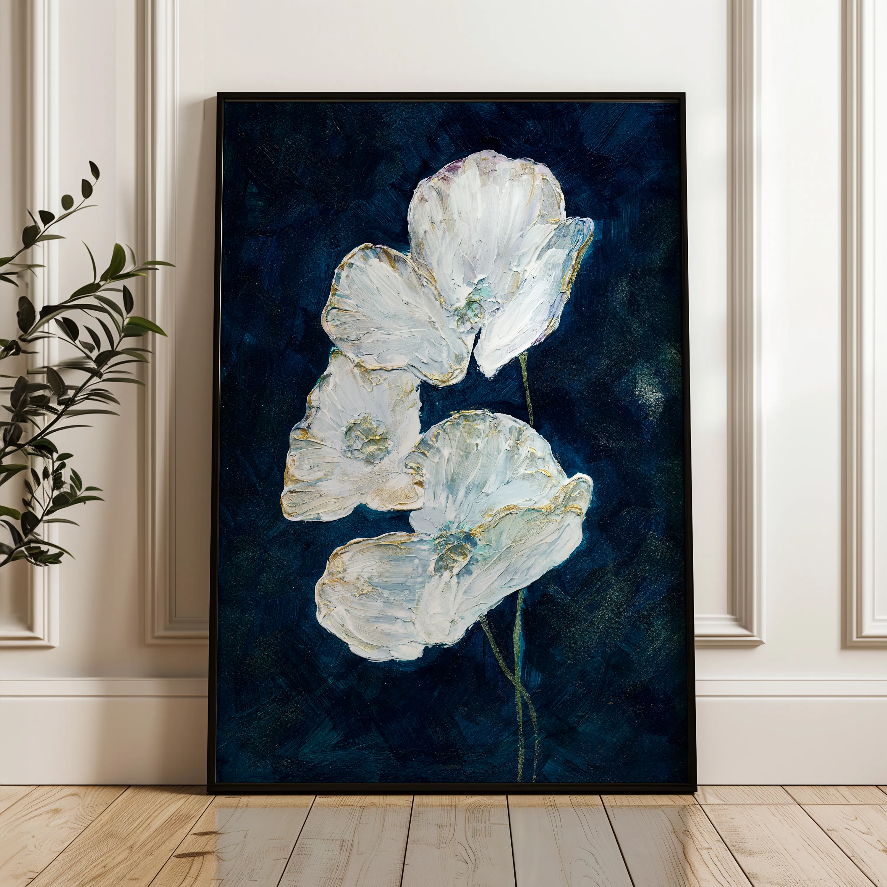 Floral 450 Canvas Art 18" x 24" / 45 x 60 cm / Black