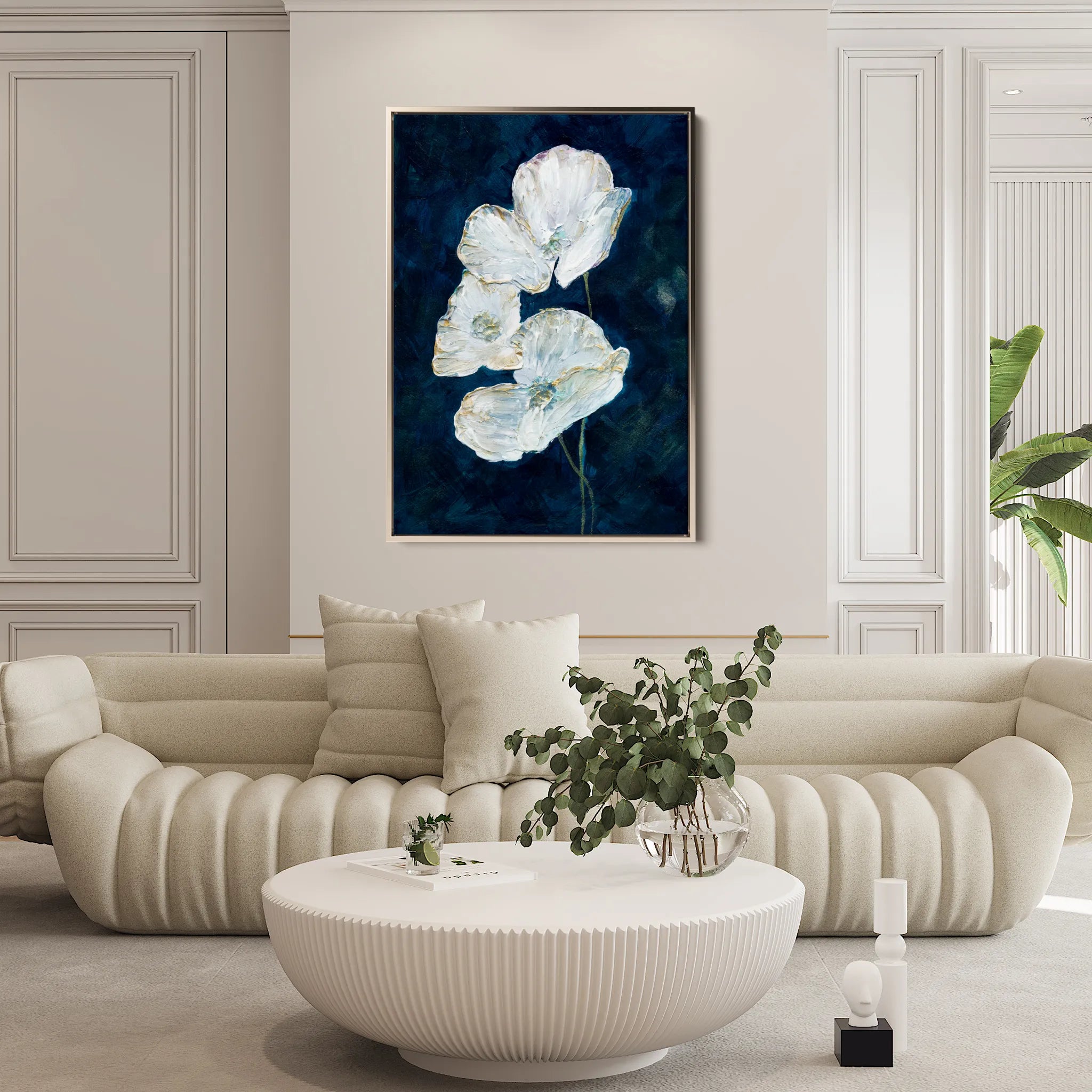 Floral 450 Canvas Art 18" x 24" / 45 x 60 cm / Black