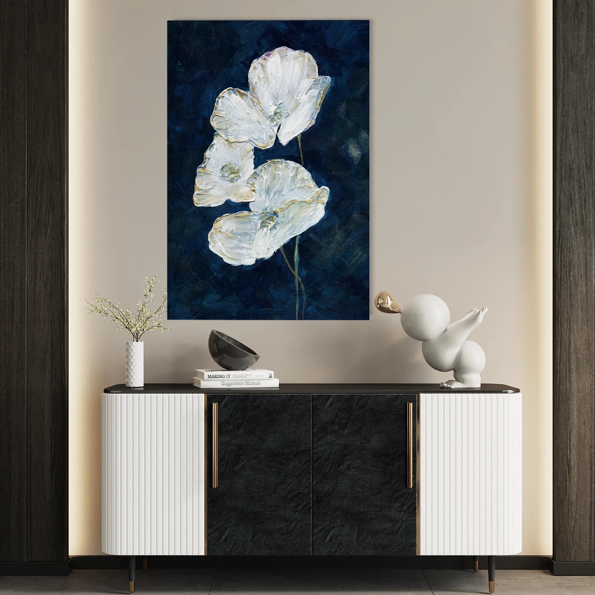Floral 450 Canvas Art 18" x 24" / 45 x 60 cm / Black