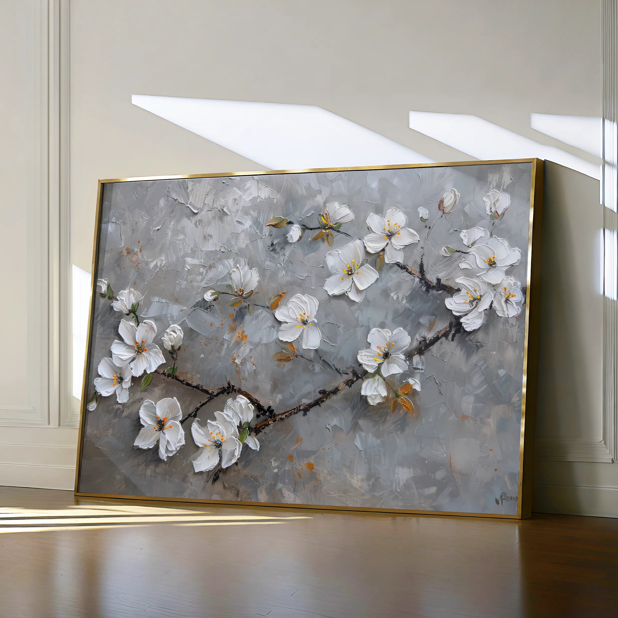 Floral 455 Canvas Art 18" x 24" / 45 x 60 cm / Black
