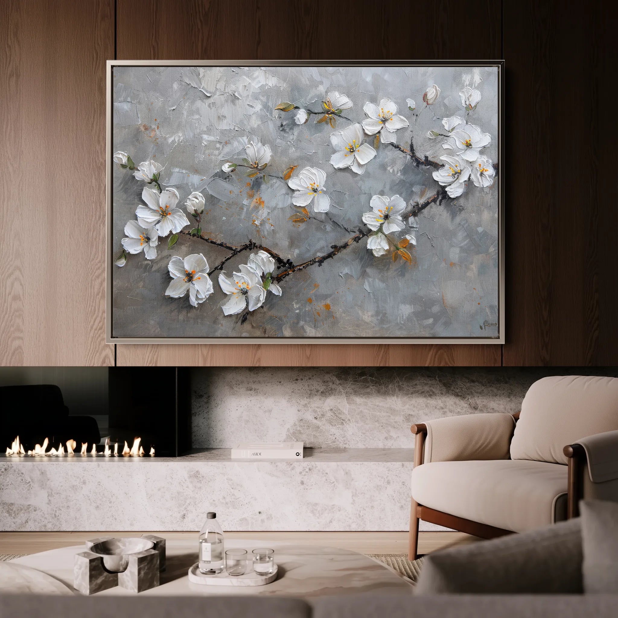 Floral 455 Canvas Art 18" x 24" / 45 x 60 cm / Black
