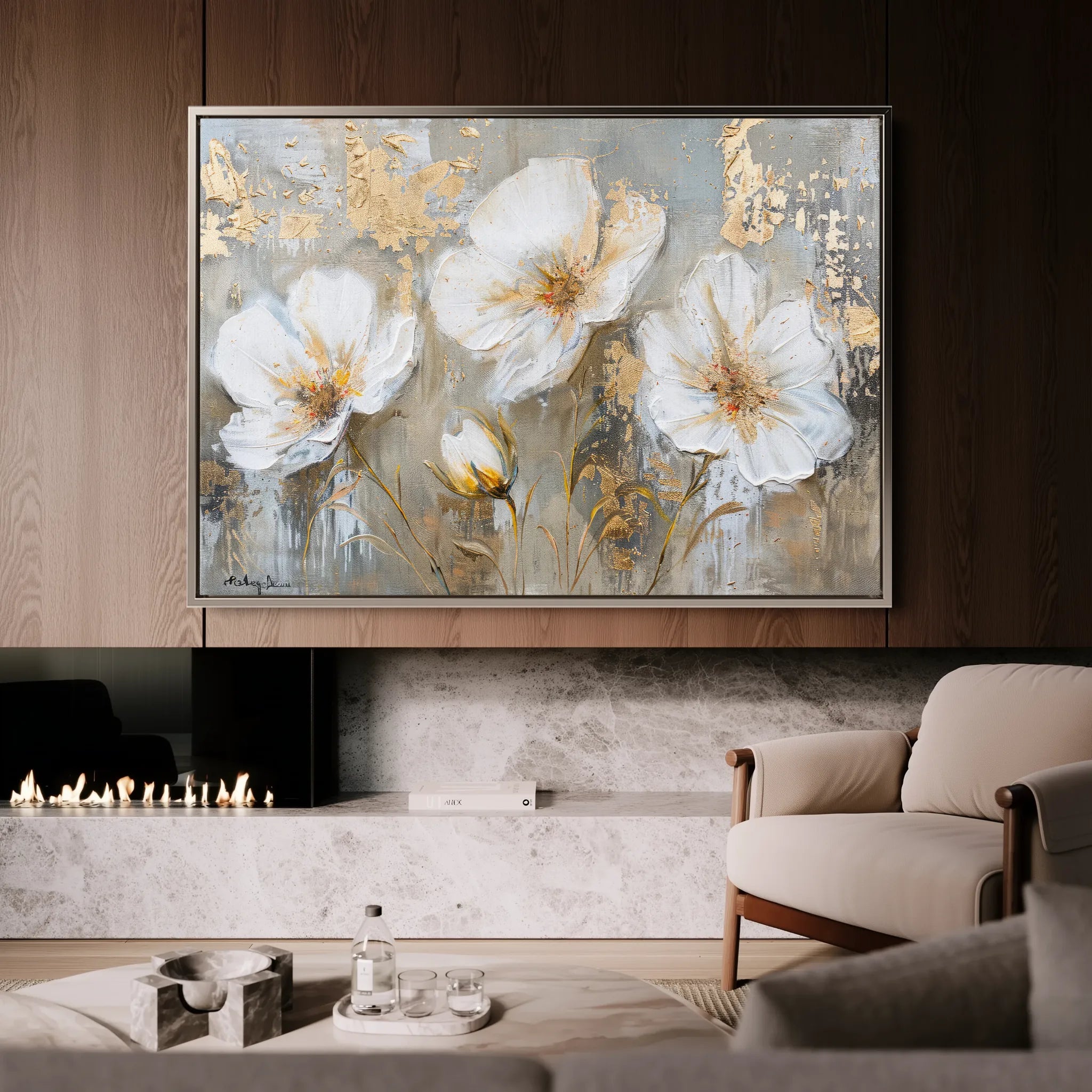 Floral 459 Canvas Art 18" x 24" / 45 x 60 cm / Black