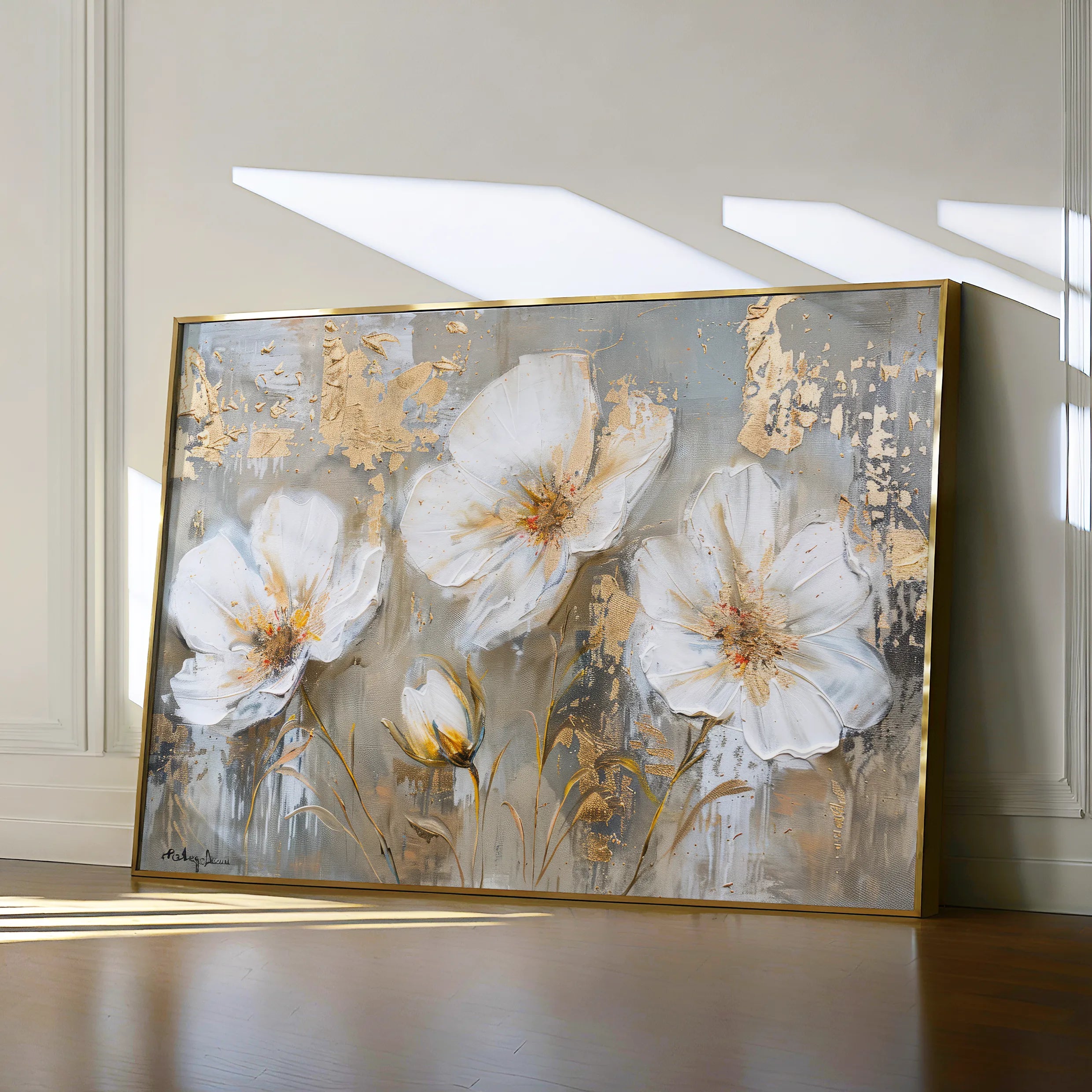 Floral 459 Canvas Art 18" x 24" / 45 x 60 cm / Black