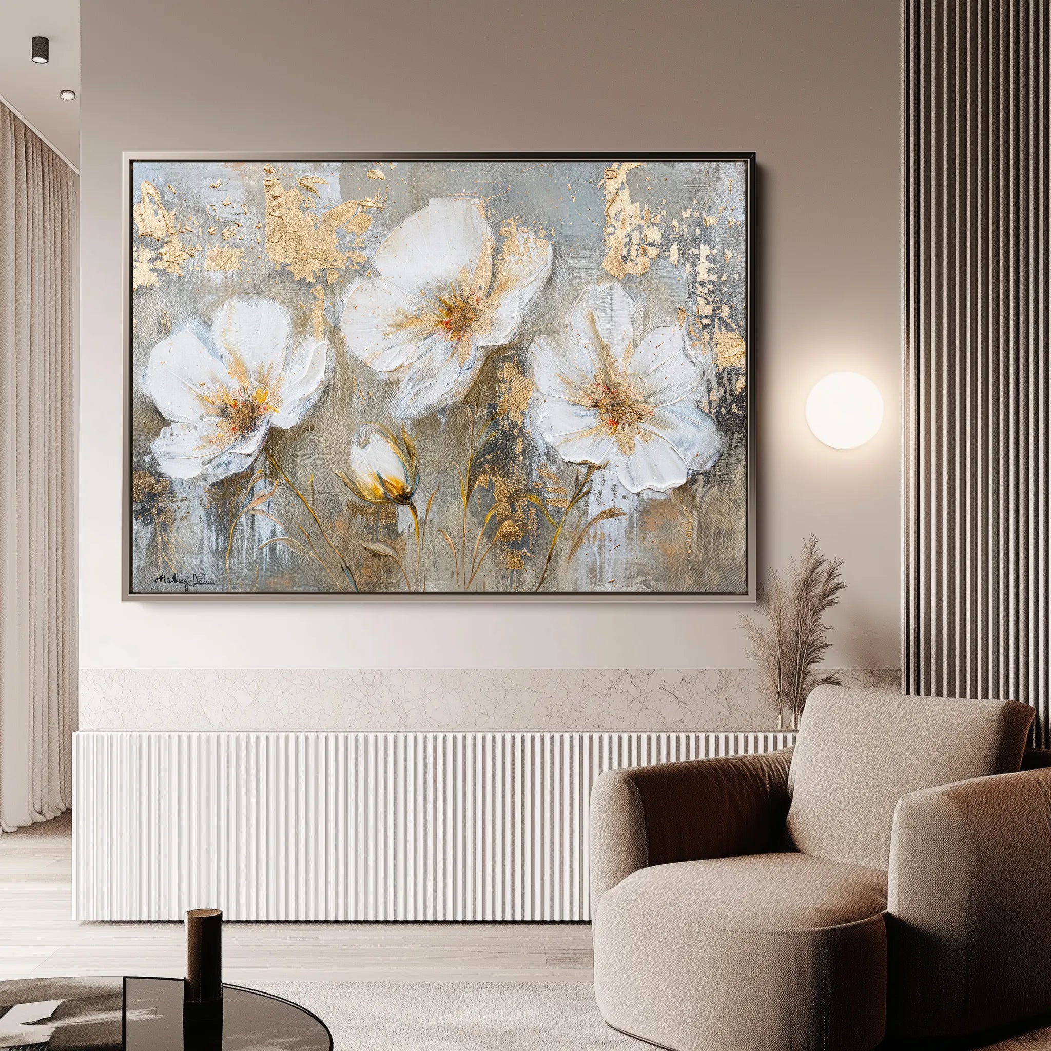Floral 459 Canvas Art 18" x 24" / 45 x 60 cm / Black
