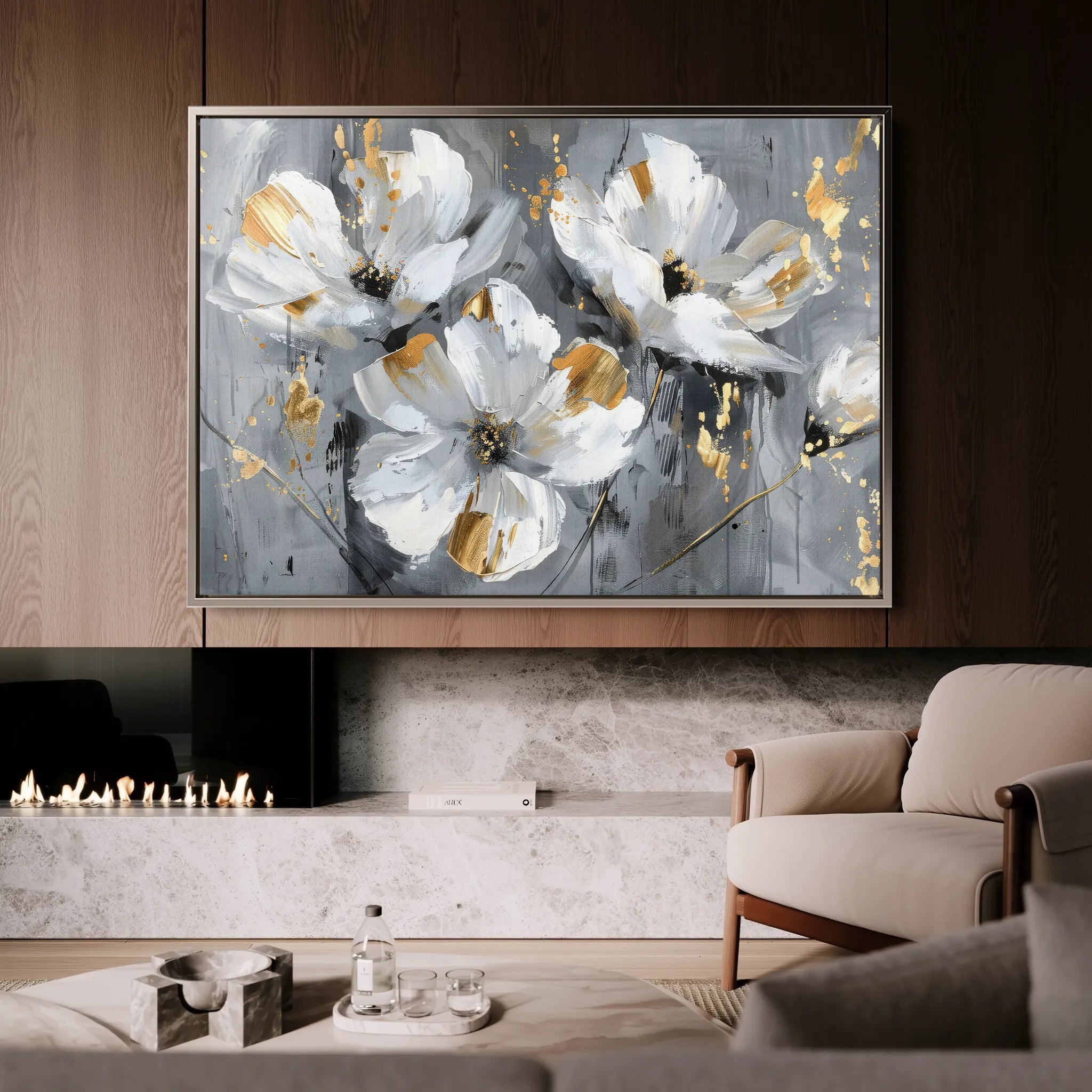 Floral 465 Canvas Art 18" x 24" / 45 x 60 cm / Black